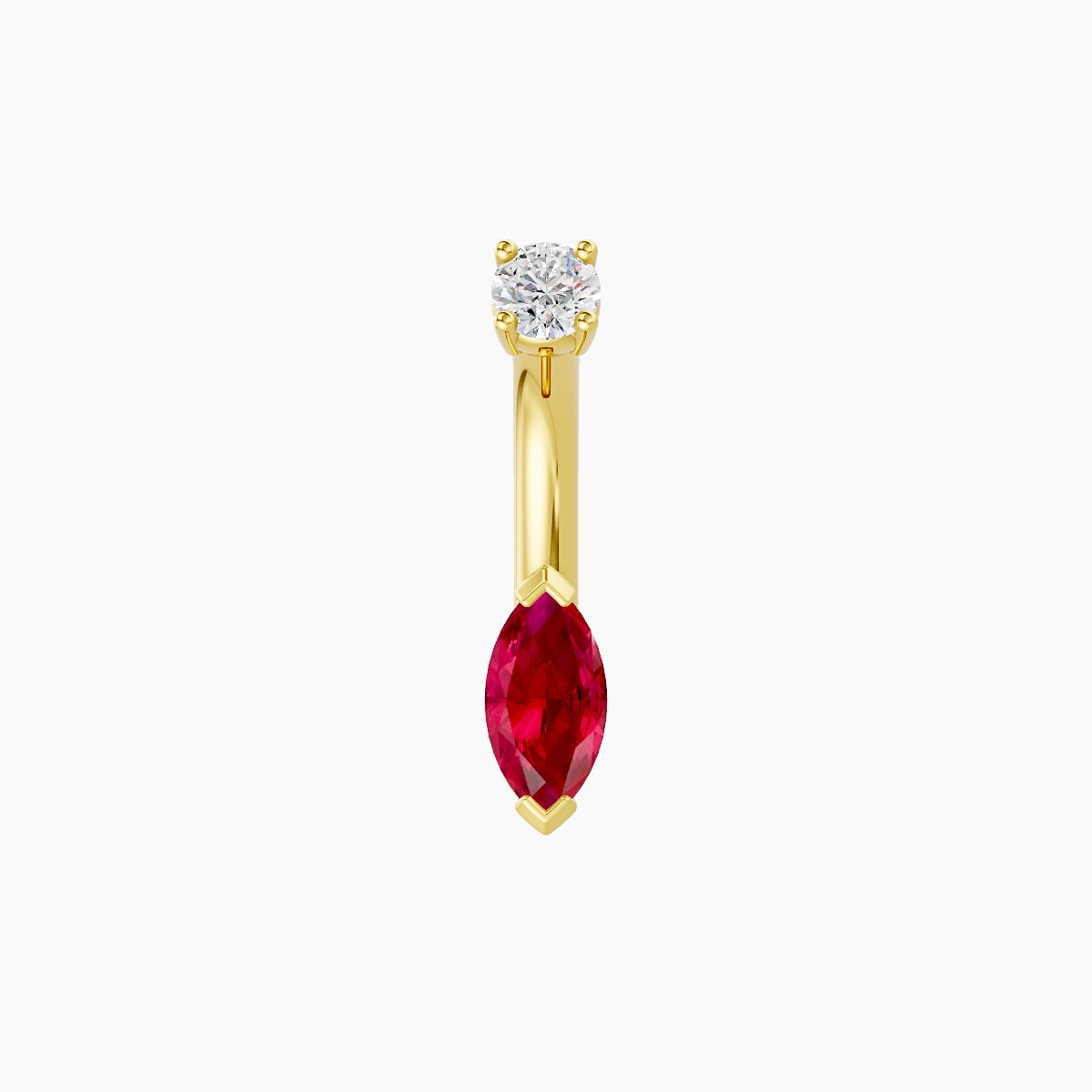 Nut | 18k Yellow Gold 7 mm 6 mm Marquise Ruby & Diamond Belly Piercing