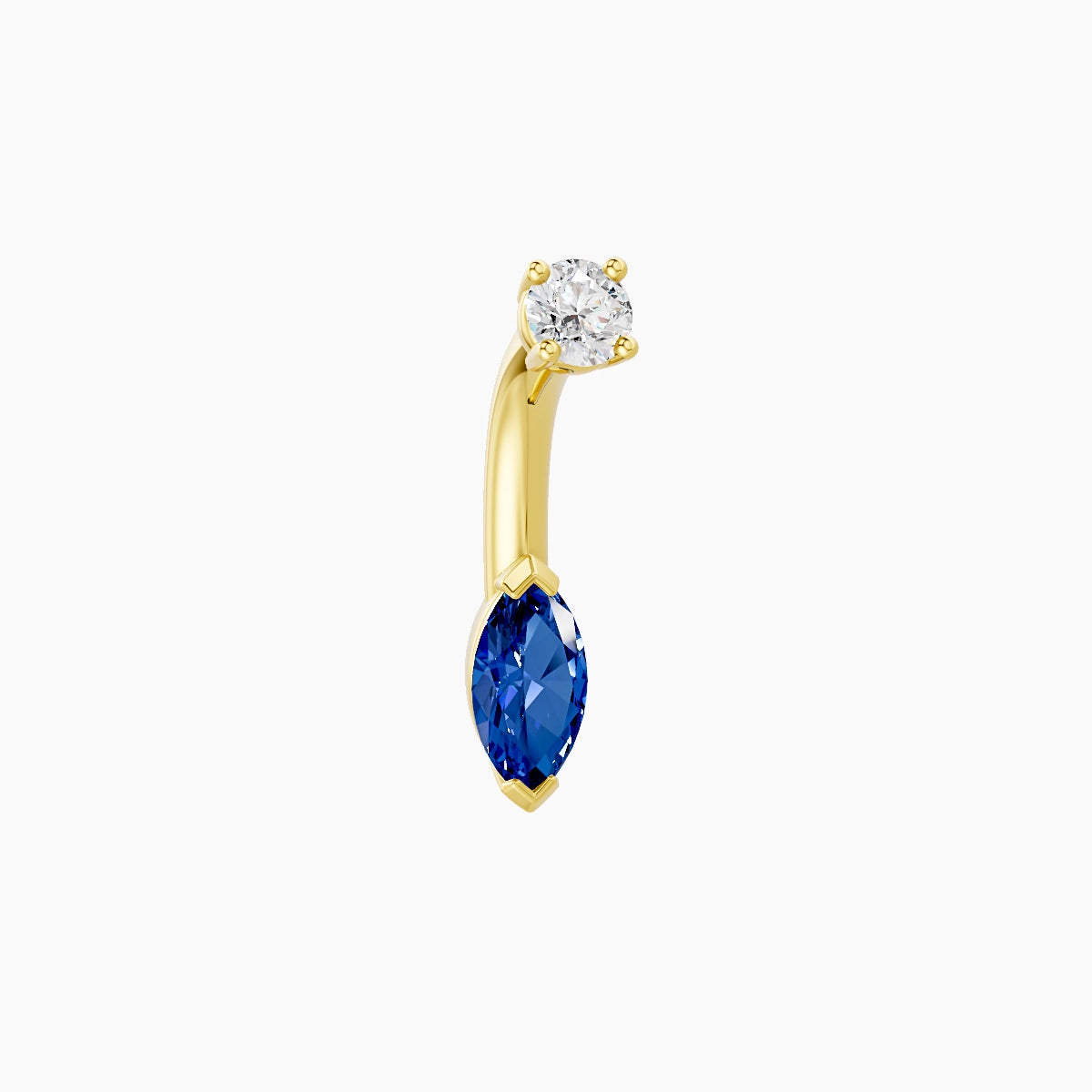 Nut | 18k Yellow Gold 7 mm 6 mm Marquise Sapphire & Diamond Belly Piercing