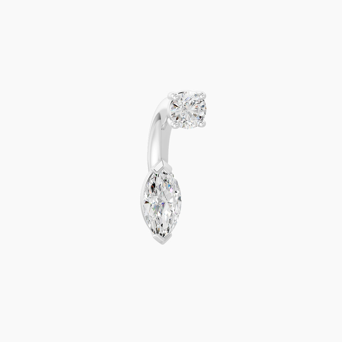 Nut | 18k White Gold 7 mm 6 mm Marquise Diamond Navel Piercing