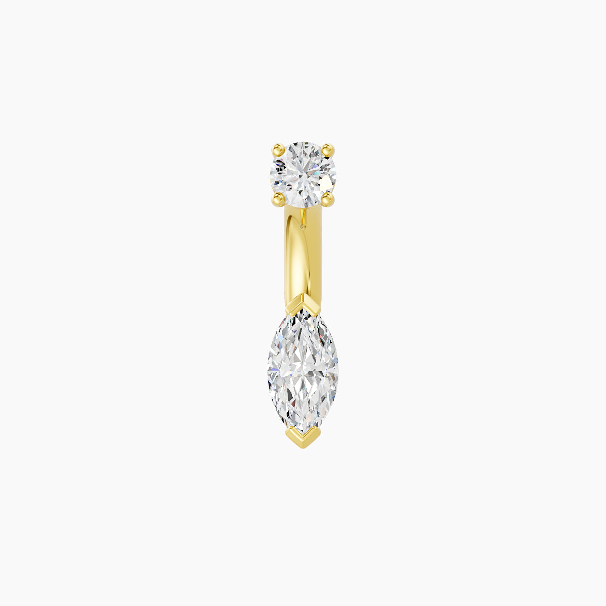 Nut | 18k Yellow Gold 7 mm 6 mm Marquise Diamond Navel Piercing