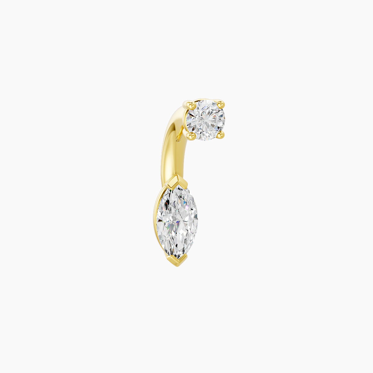 Nut | 18k Yellow Gold 7 mm 6 mm Marquise Diamond Navel Piercing