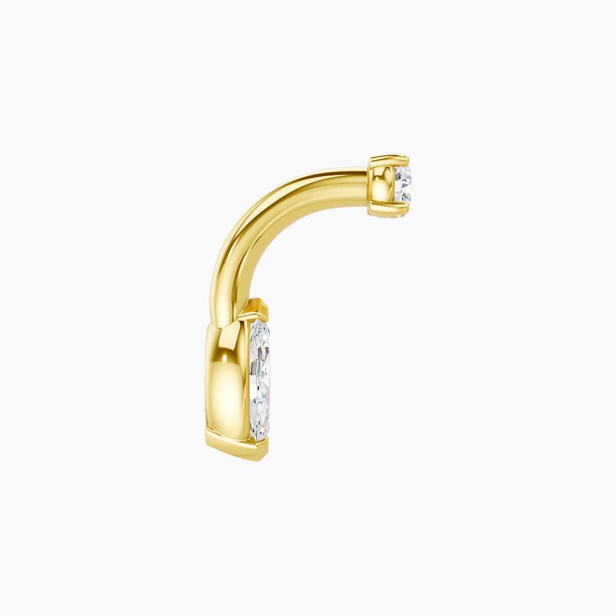 Nut | 18k Yellow Gold 7 mm 6 mm Marquise Diamond Navel Piercing