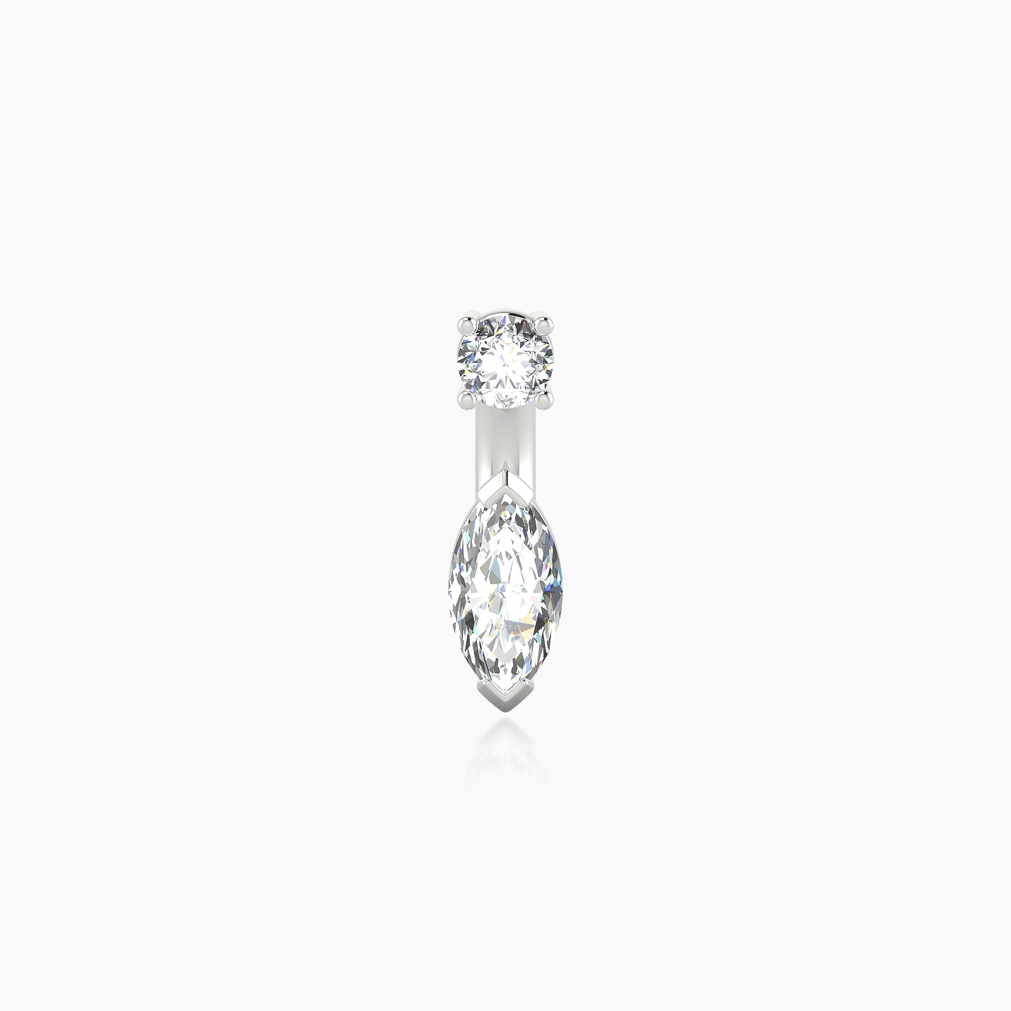 Nut | 18k White Gold 6 mm 7 mm Marquise Diamond Navel Piercing
