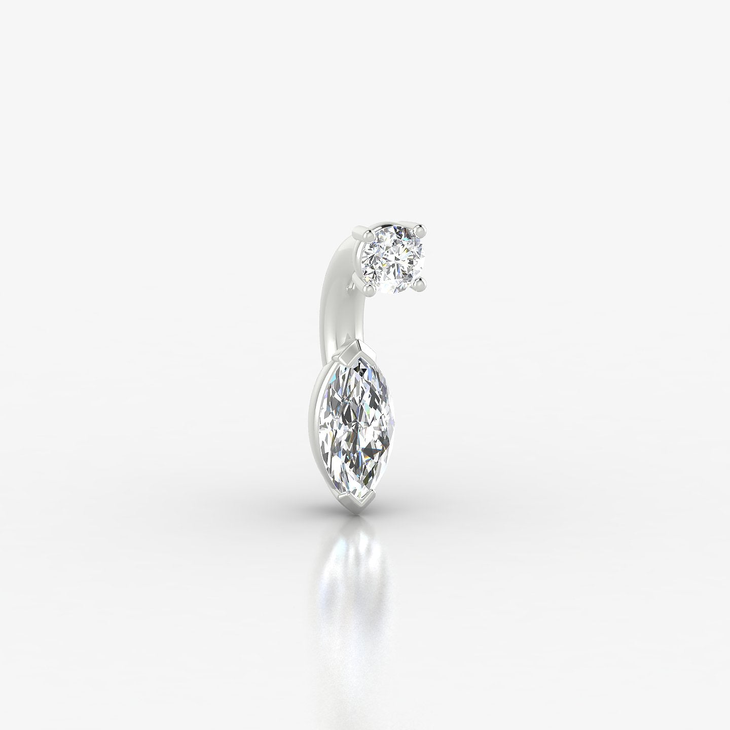 Nut | 18k White Gold 6 mm 7 mm Marquise Diamond Navel Piercing
