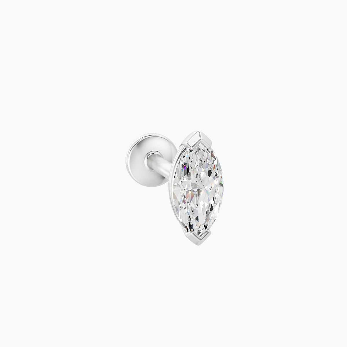 Nut | 18k White Gold 7 mm 6.5 mm Marquise Diamond Nose Piercing