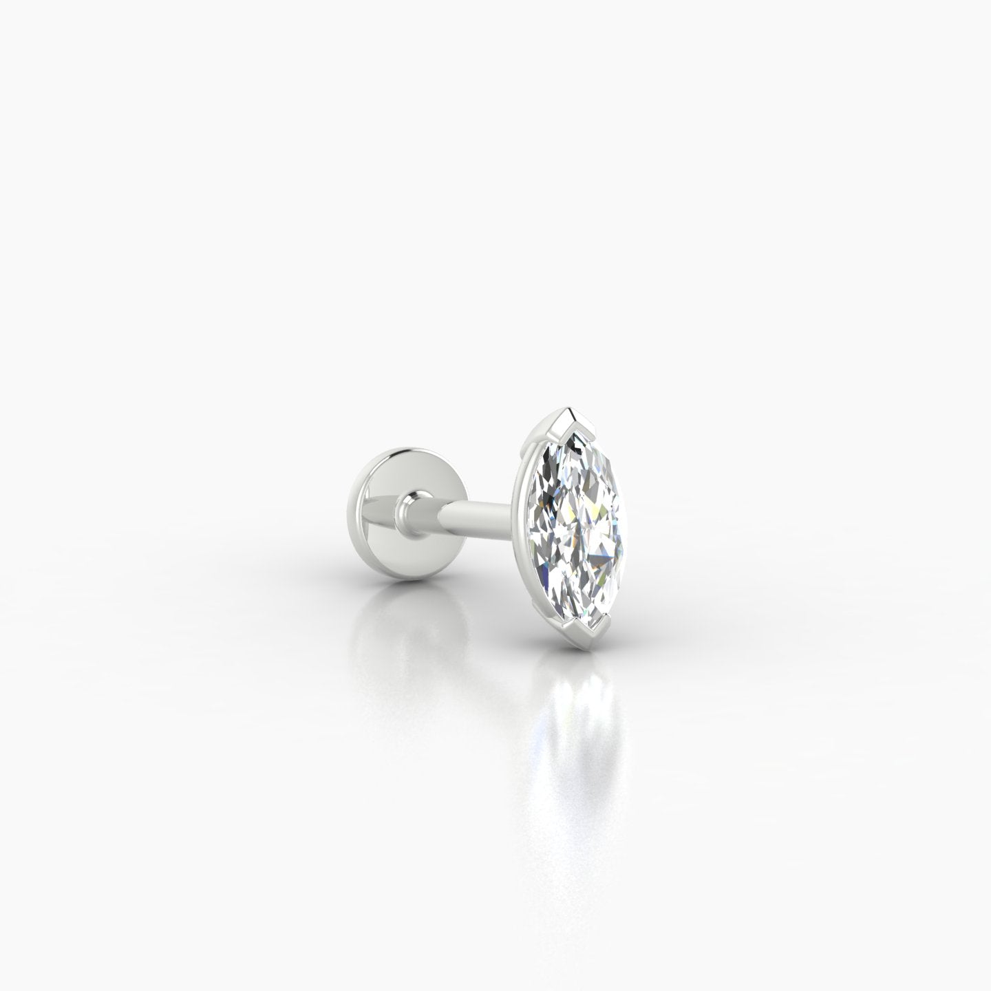 Nut | 18k White Gold 7 mm 6.5 mm Marquise Diamond Nose Piercing