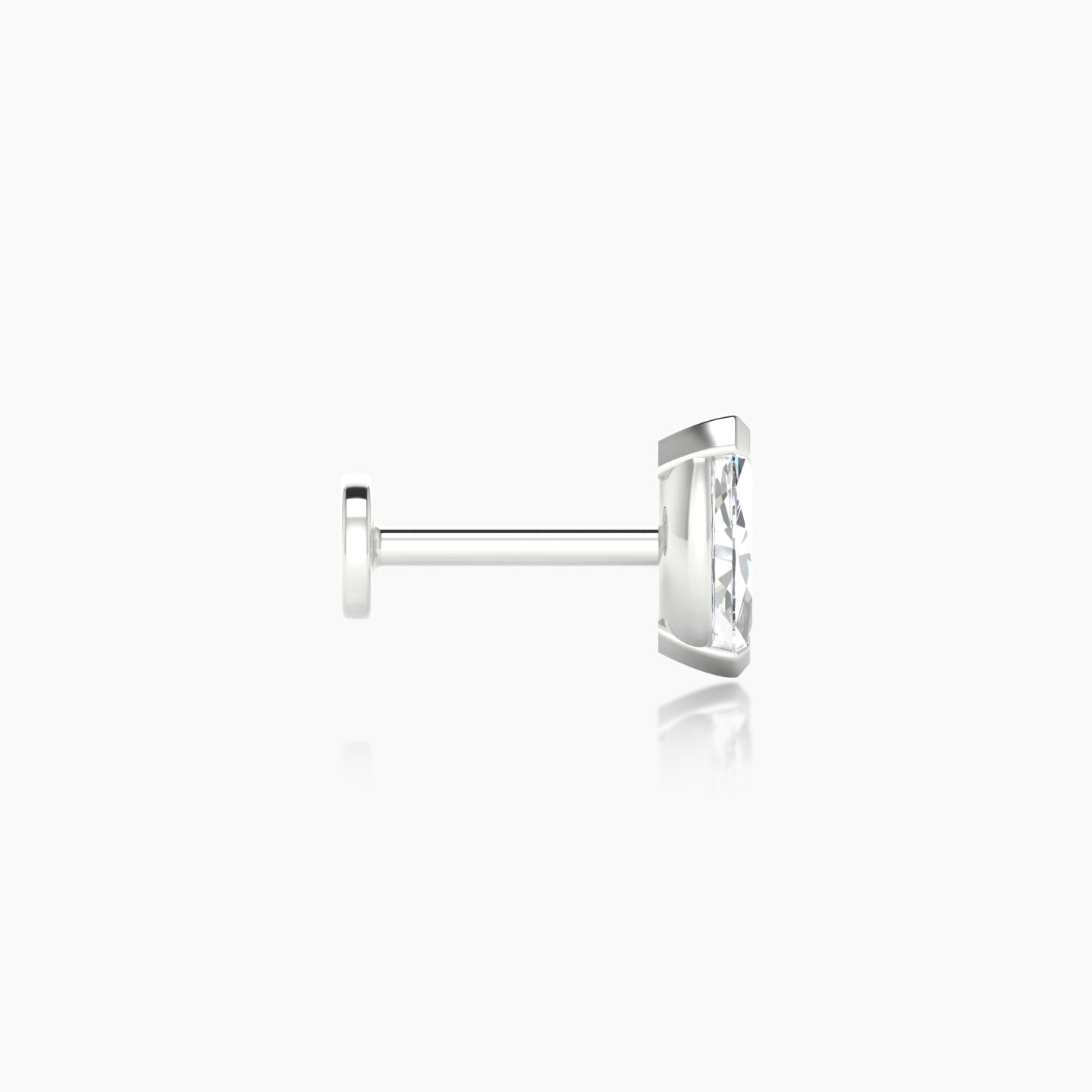 Nut | 18k White Gold 7 mm 6.5 mm Marquise Diamond Nose Piercing