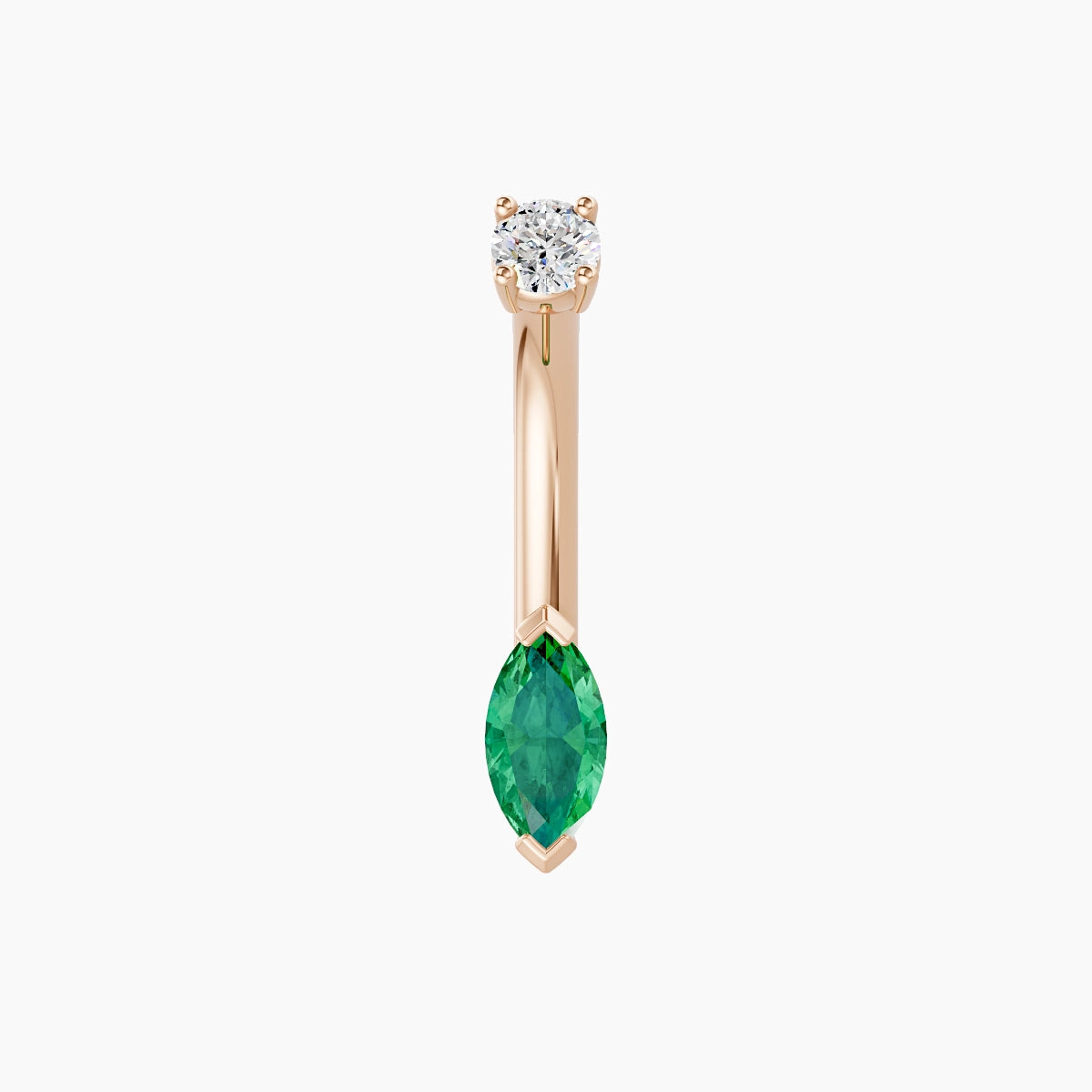 Nut | 18k Rose Gold 7 mm 8 mm Marquise Emerald & Diamond Belly Piercing
