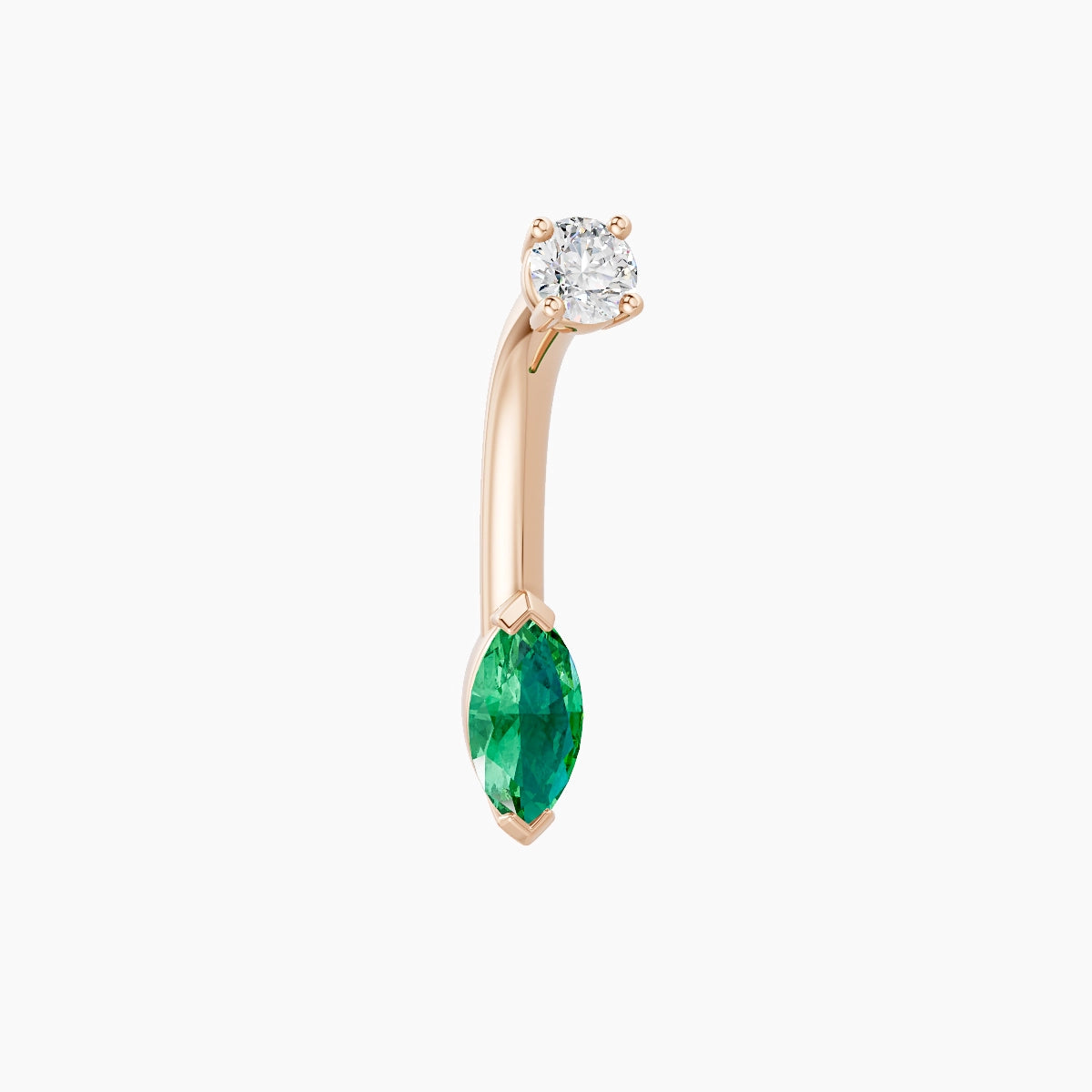 Nut | 18k Rose Gold 7 mm 8 mm Marquise Emerald & Diamond Belly Piercing