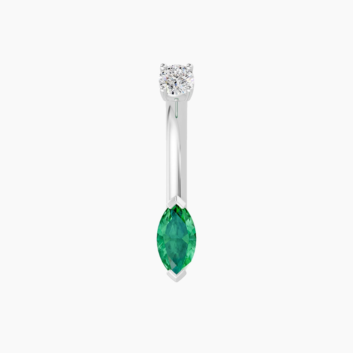 Nut | 18k White Gold 7 mm 8 mm Marquise Emerald & Diamond Belly Piercing