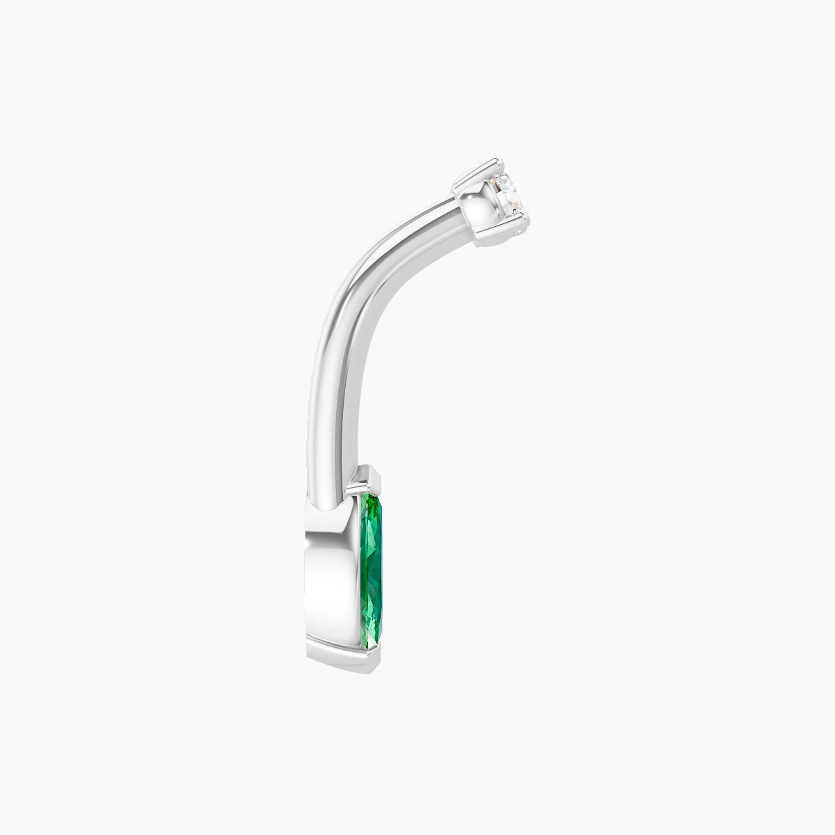 Nut | 18k White Gold 7 mm 8 mm Marquise Emerald & Diamond Belly Piercing