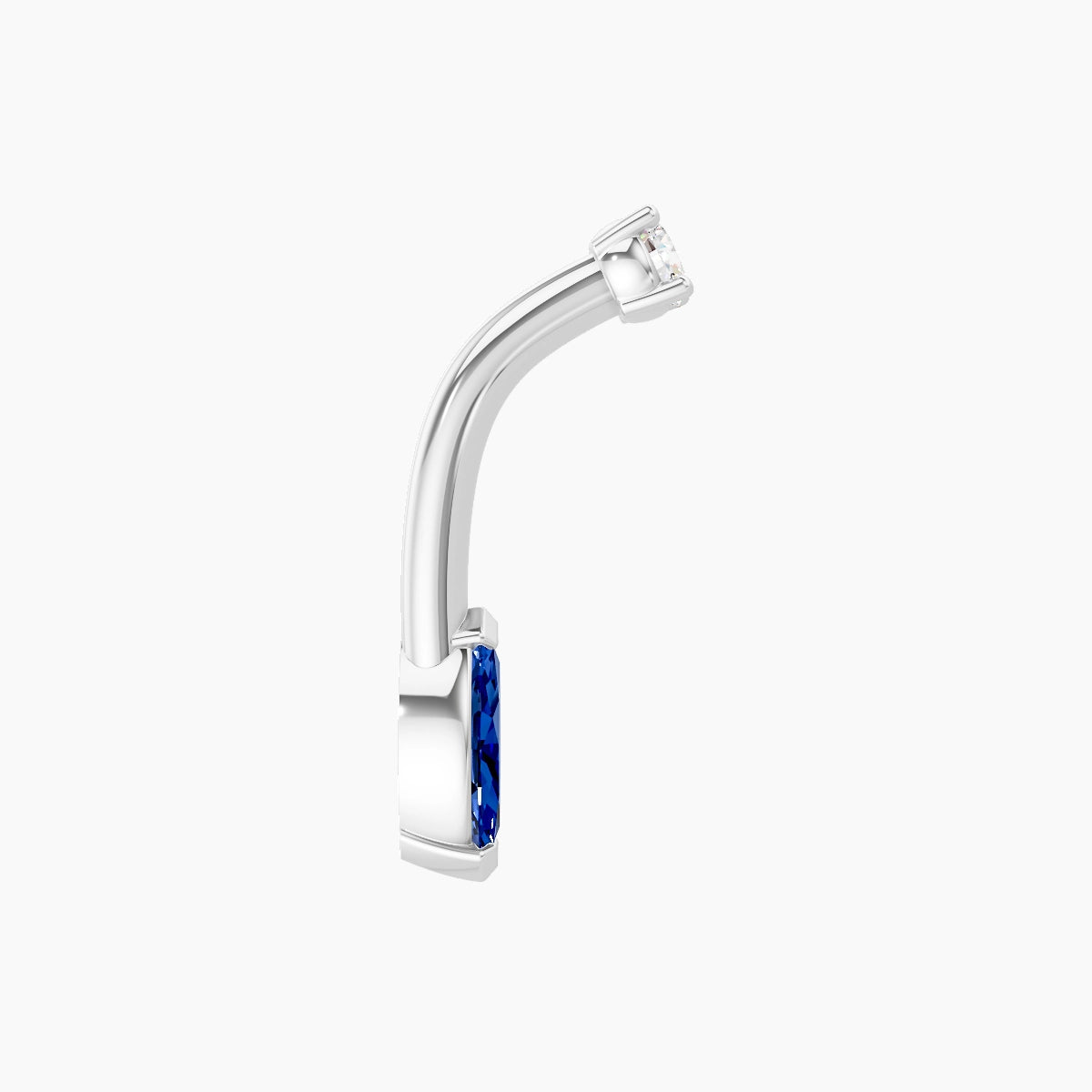 Nut | 18k White Gold 7 mm 8 mm Marquise Sapphire & Diamond Belly Piercing