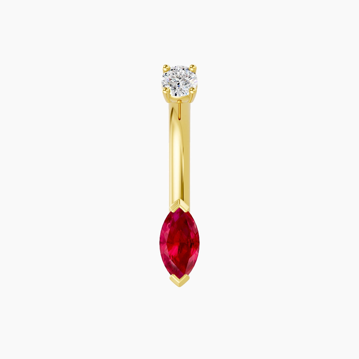 Nut | 18k Yellow Gold 7 mm 8 mm Marquise Ruby & Diamond Belly Piercing