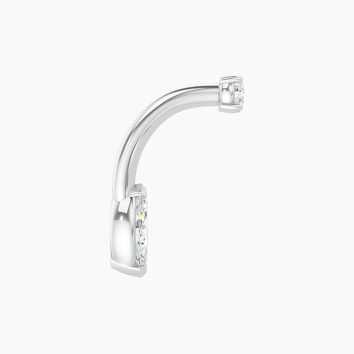 Nut | 18k White Gold 7 mm 8 mm Marquise Diamond Navel Piercing