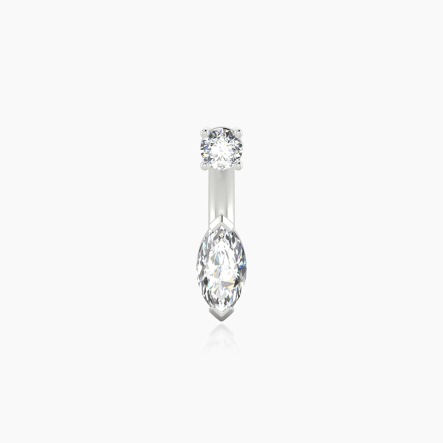 Nut | 18k White Gold 8 mm 7 mm Marquise Diamond Navel Piercing