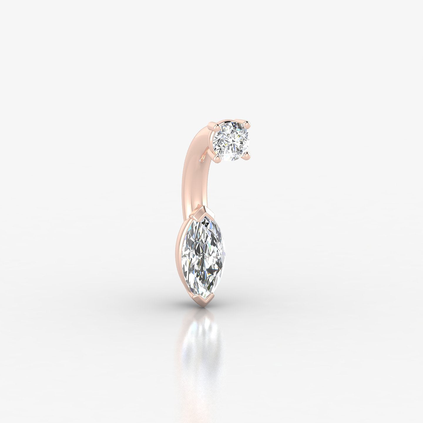 Nut | 18k Rose Gold 8 mm 7 mm Marquise Diamond Navel Piercing