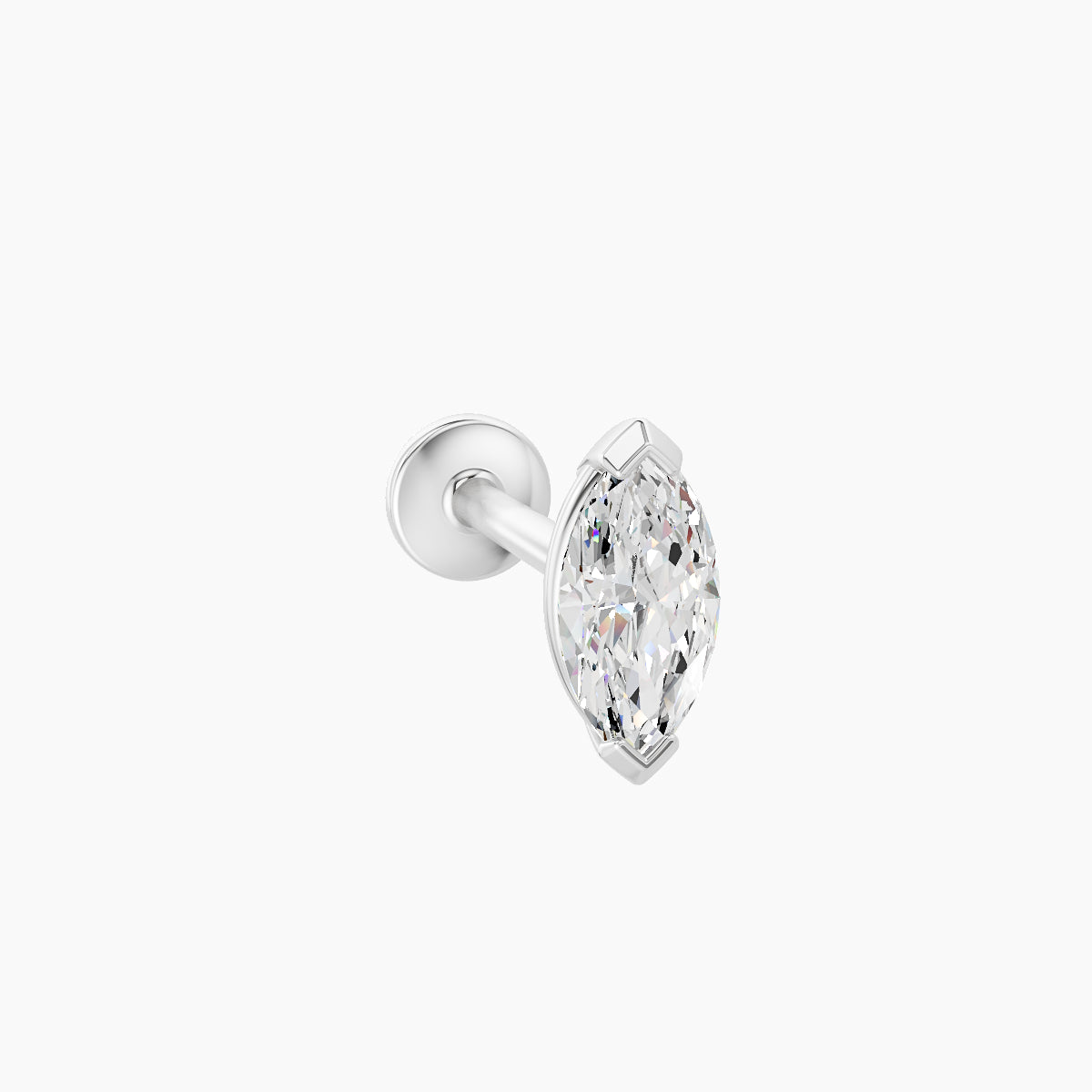 Nut | 18k White Gold 7 mm 8 mm Marquise Diamond Nose Piercing