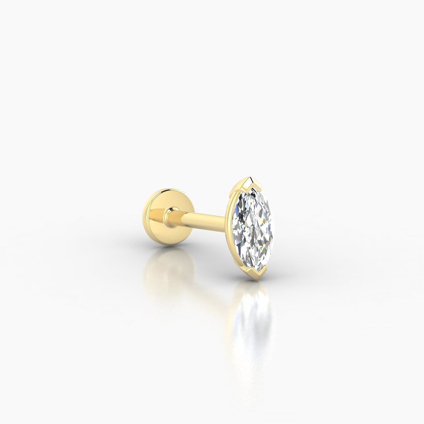 Nut | 18k Yellow Gold 7 mm 8 mm Marquise Diamond Nose Piercing