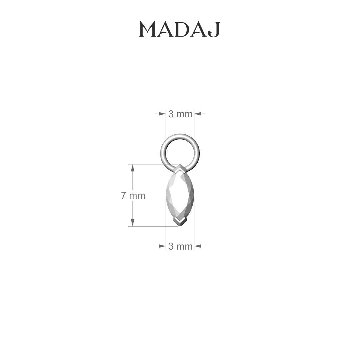 Nut | 18k Rose Gold 7 mm Marquise Diamond Charm