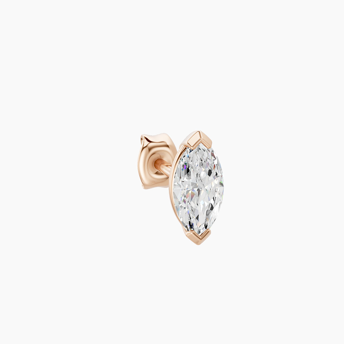 Nut | 18k Rose Gold 7 mm Marquise Diamond Earring