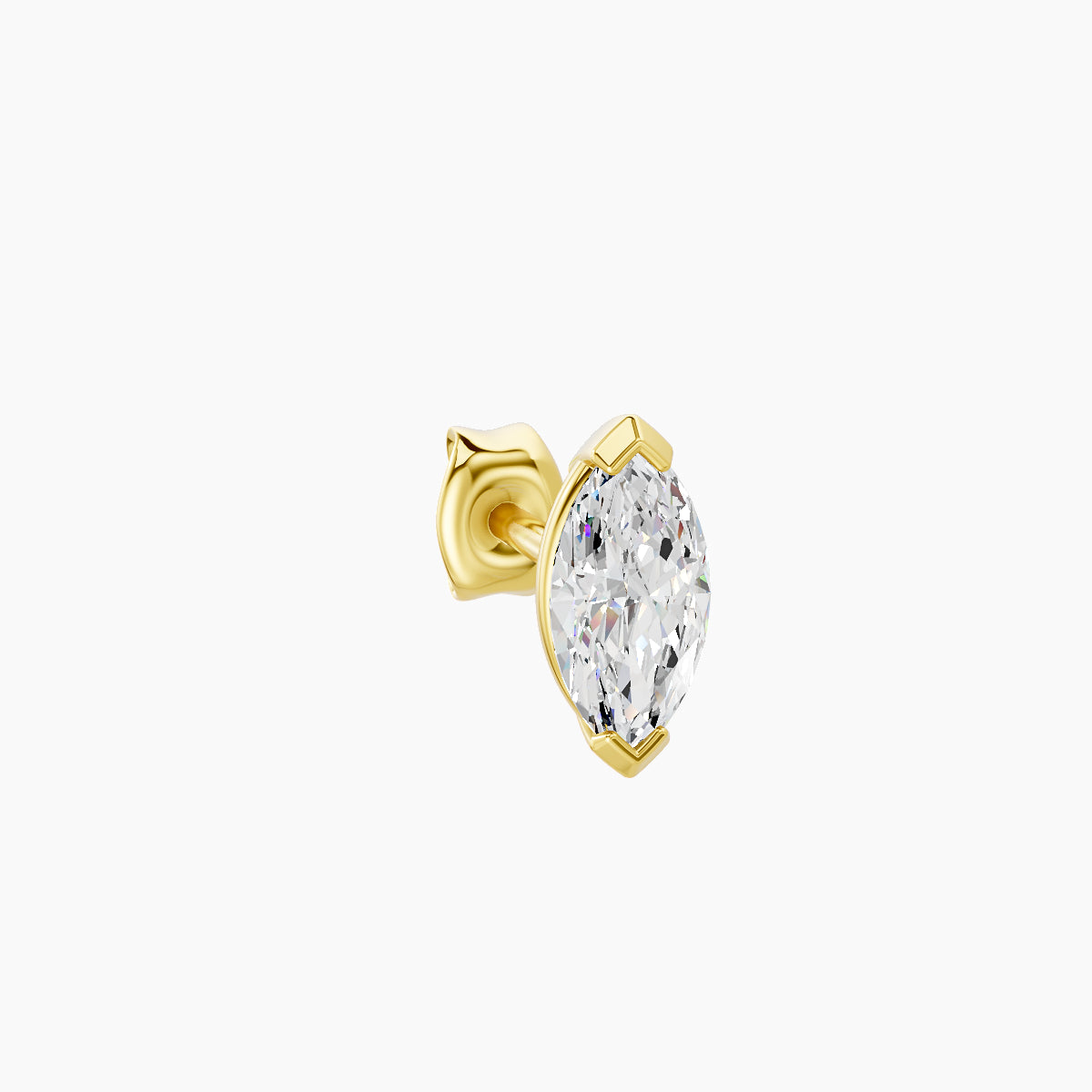 Nut | 18k Yellow Gold 7 mm Marquise Diamond Earring