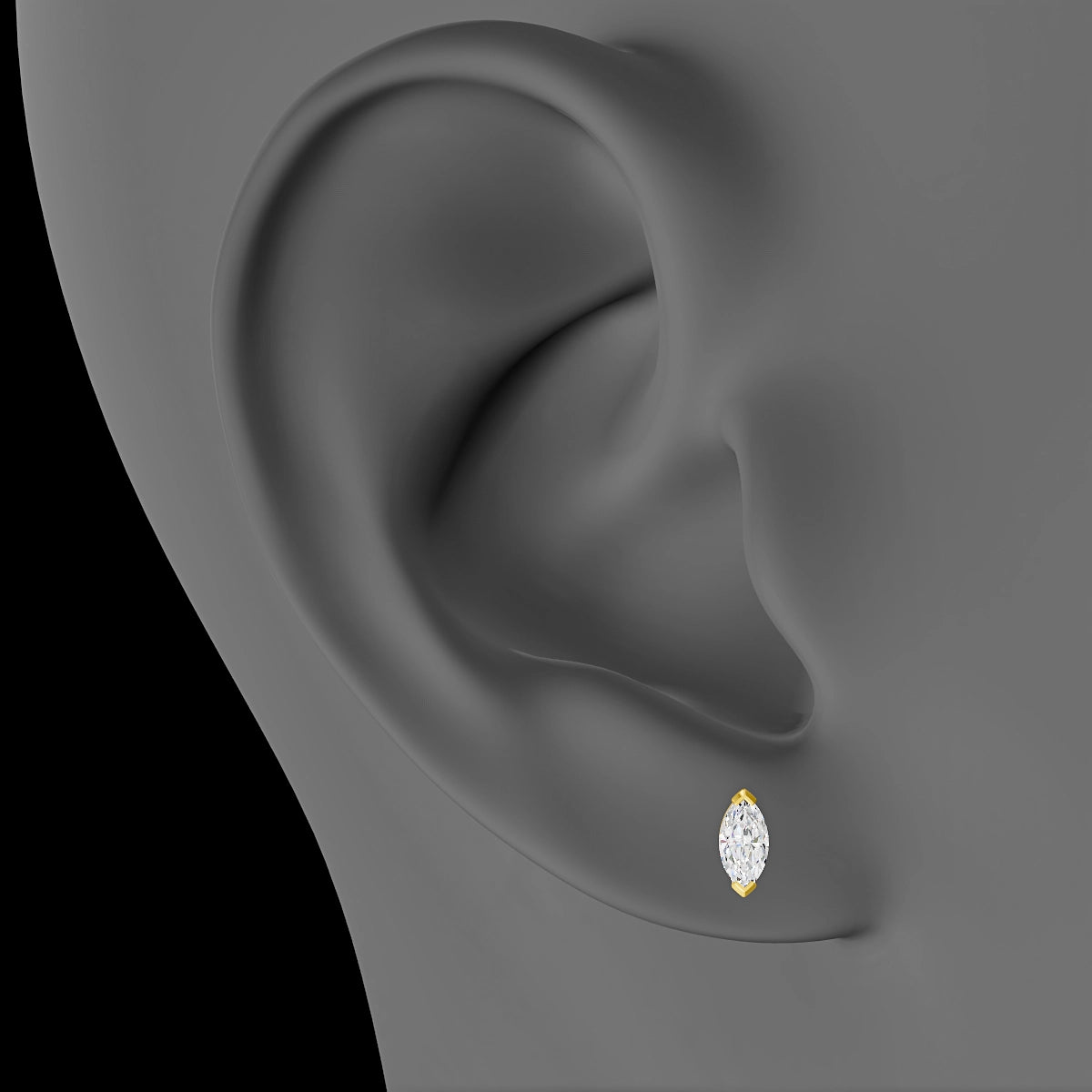 Nut | 18k Yellow Gold 7 mm Marquise Diamond Earring