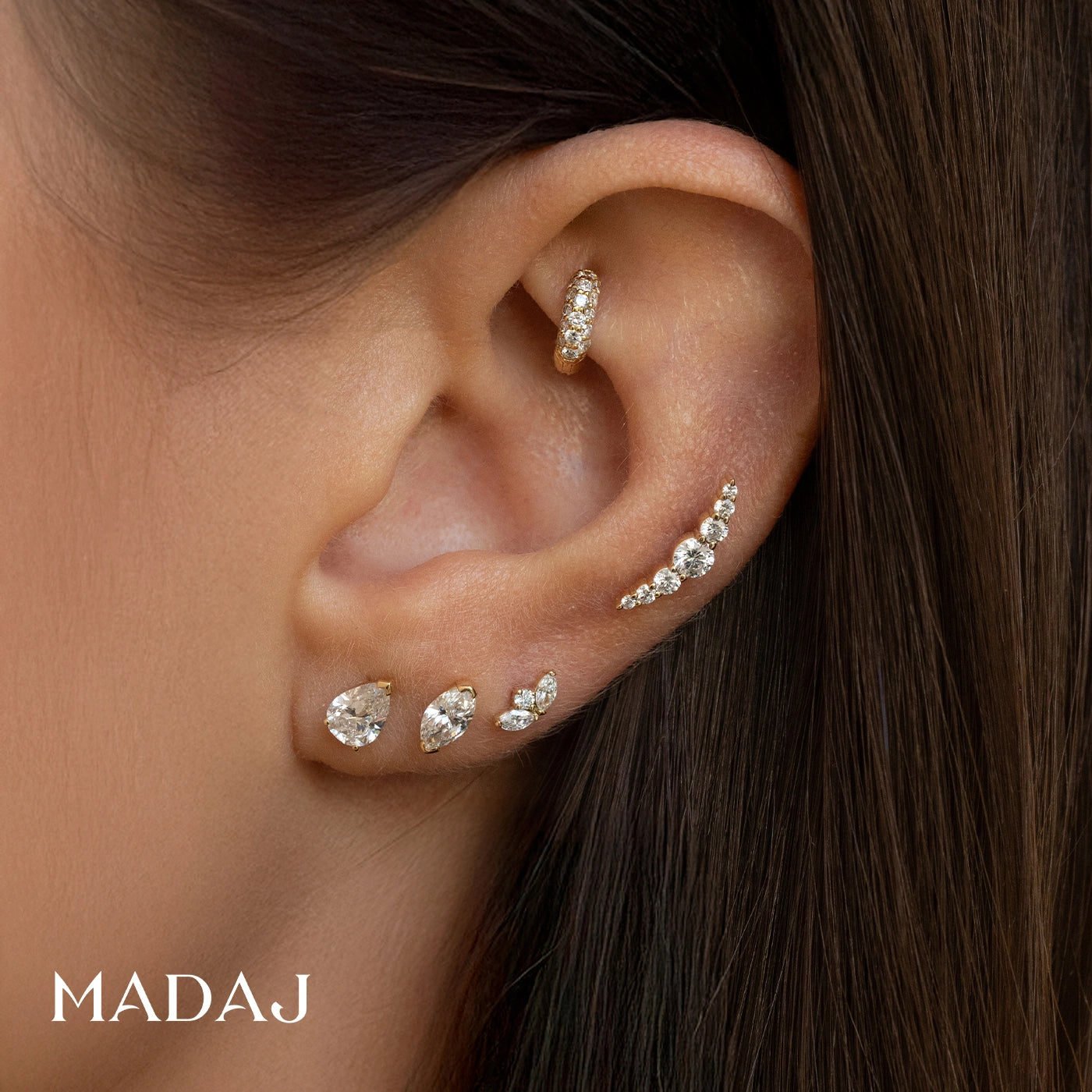 Nut | 18k Yellow Gold 7 mm Marquise Diamond Earring