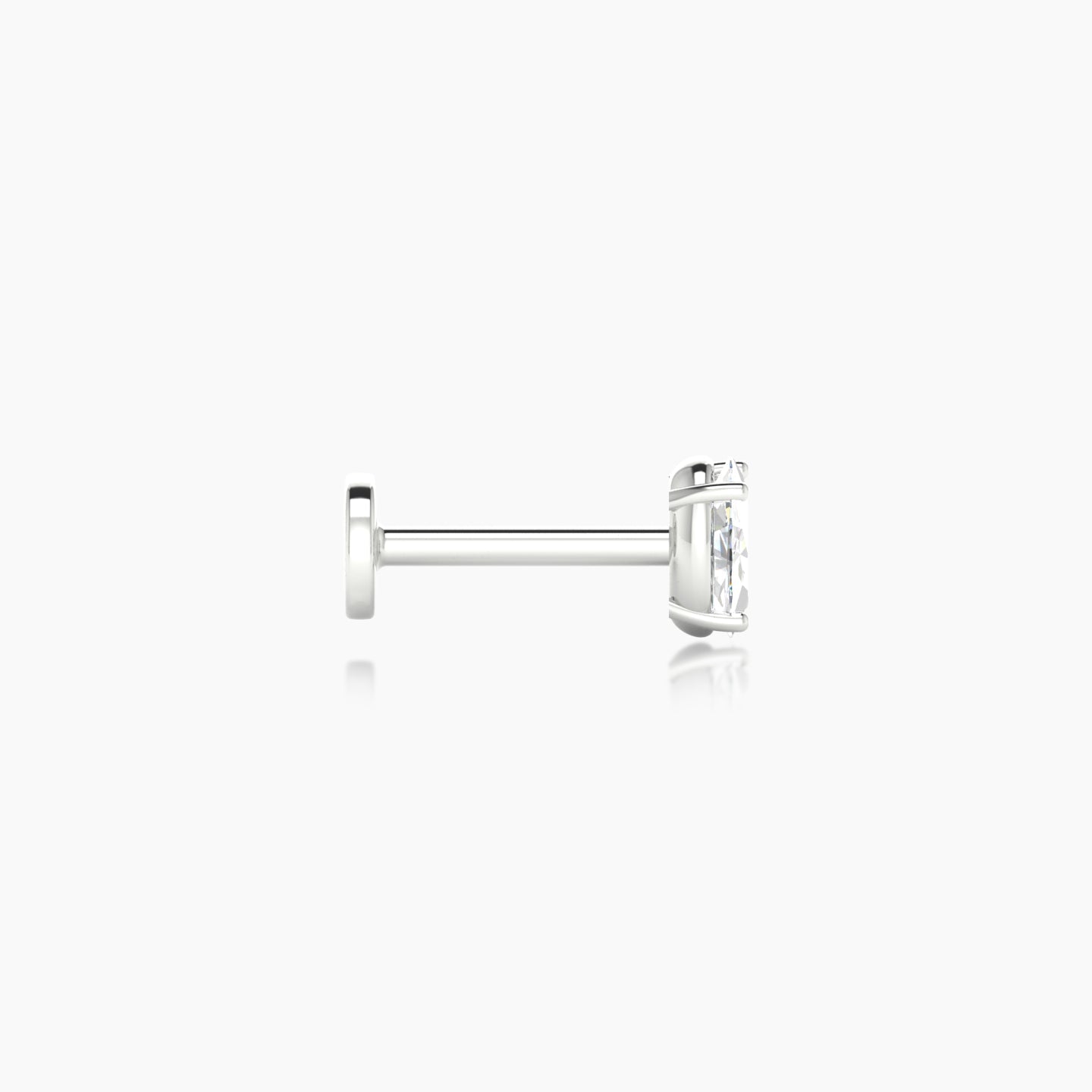 Nut | 18k White Gold 4.5 mm 6.5 mm Oval Diamond Nose Piercing