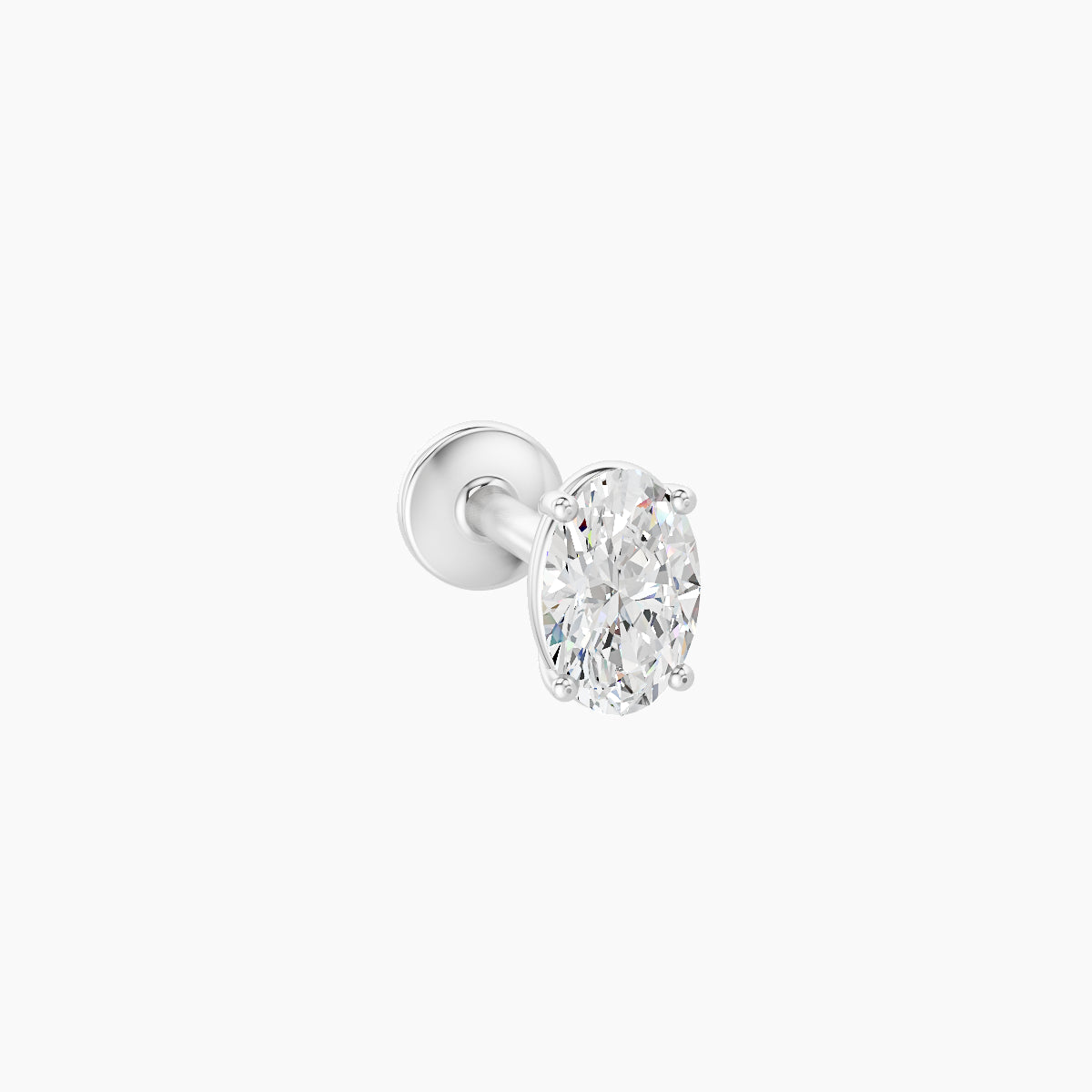 Nut | 18k White Gold 4.5 mm 6.5 mm Oval Diamond Piercing