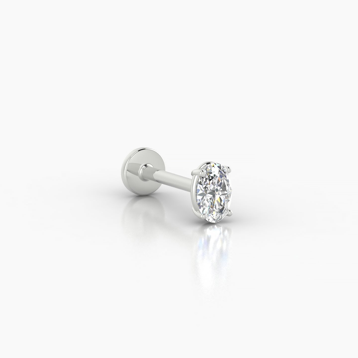 Nut | 18k White Gold 4.5 mm 8 mm Oval Diamond Nose Piercing