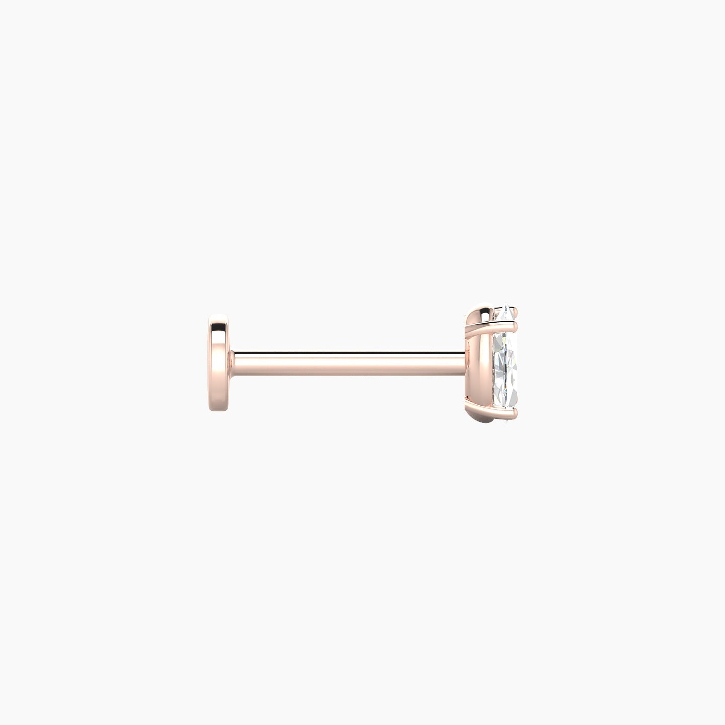 Nut | 18k Rose Gold 4.5 mm 8 mm Oval Diamond Nose Piercing