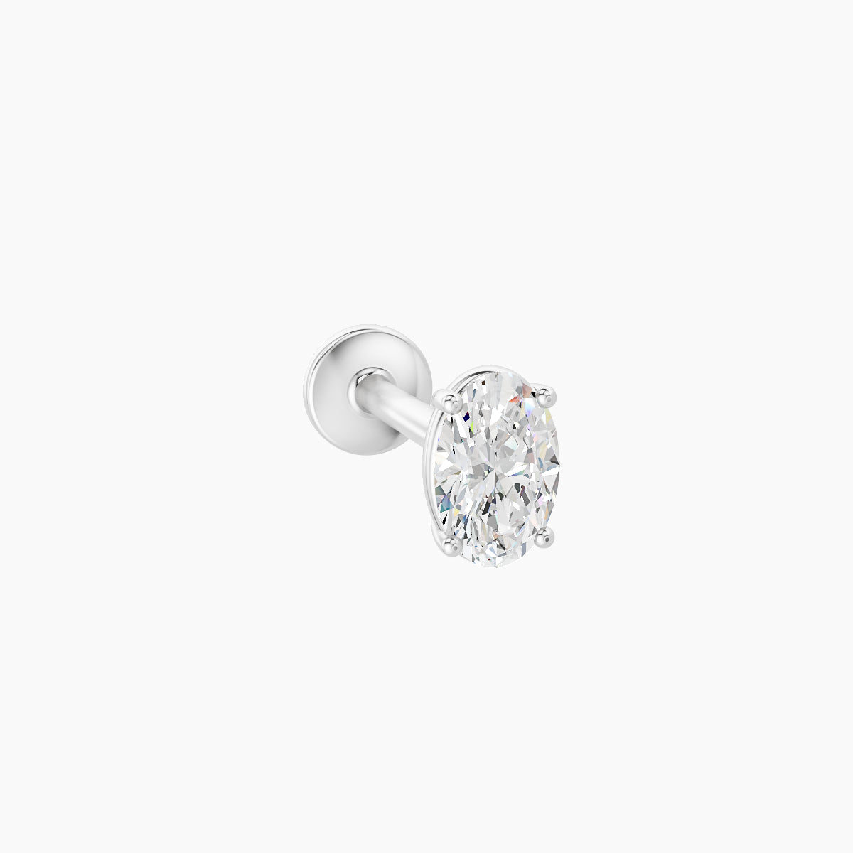 Nut | 18k White Gold 4.5 mm 8 mm Oval Diamond Piercing