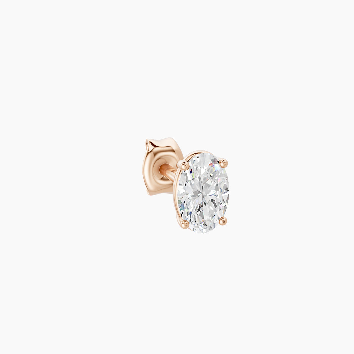 Nut | 18k Rose Gold 4.5 mm Oval Diamond Earring