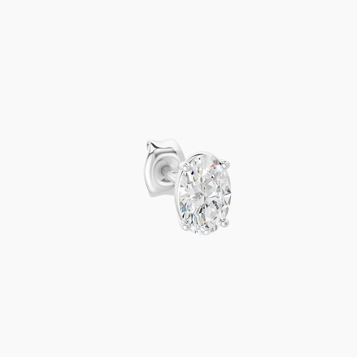 Nut | 18k White Gold 4.5 mm Oval Diamond Earring