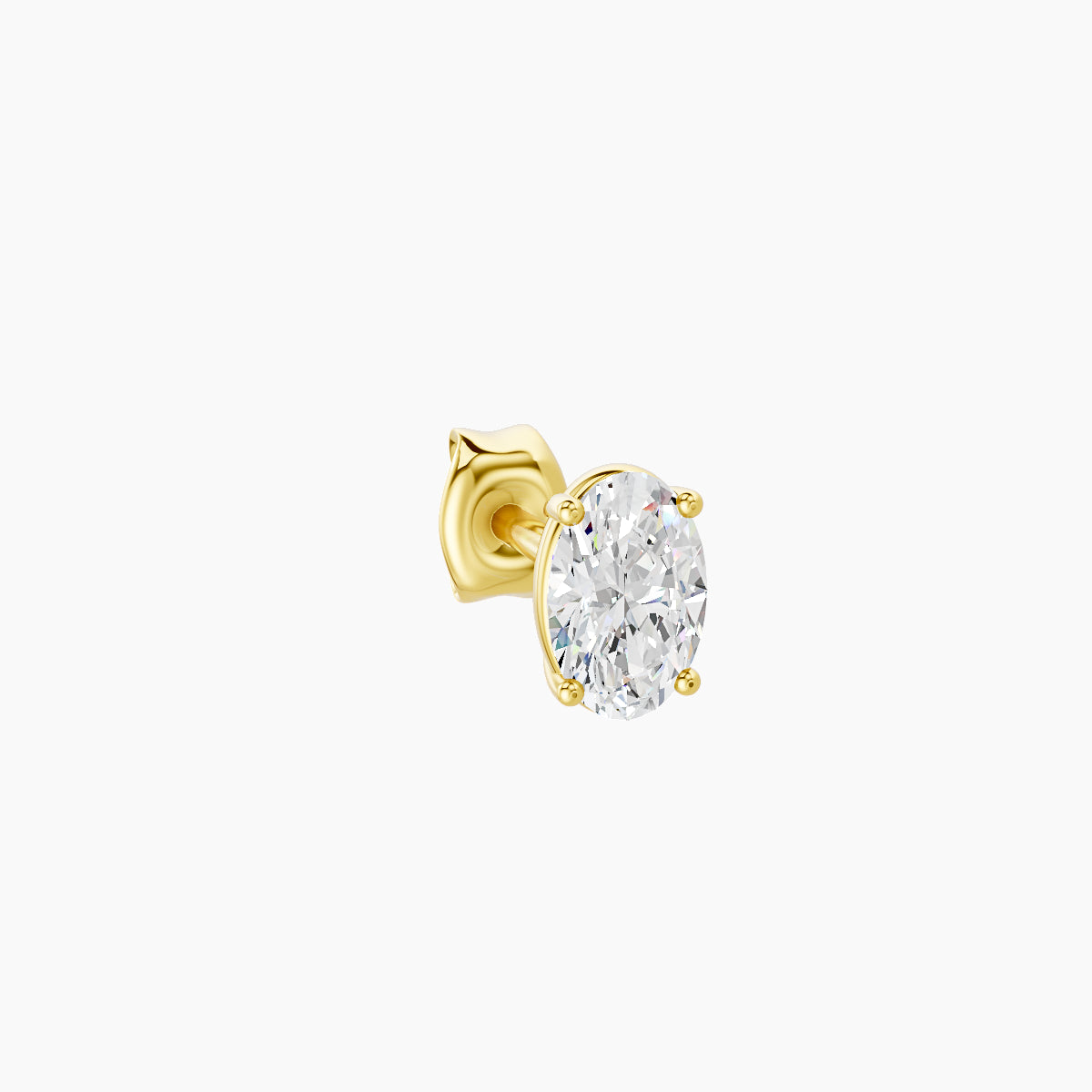 Nut | 18k Yellow Gold 4.5 mm Oval Diamond Earring