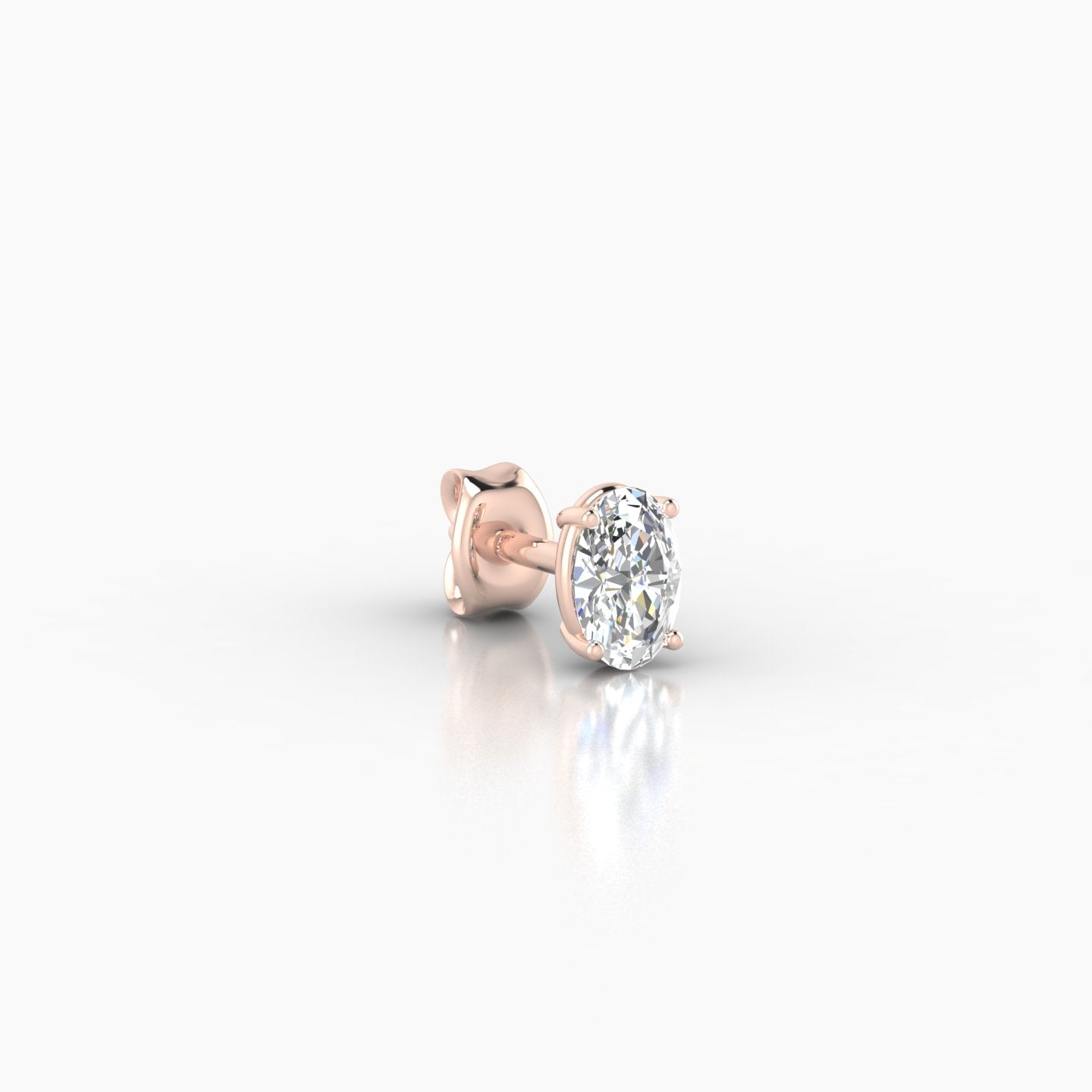 Nut | 18k Rose Gold 4.5 mm Oval Diamond Earring
