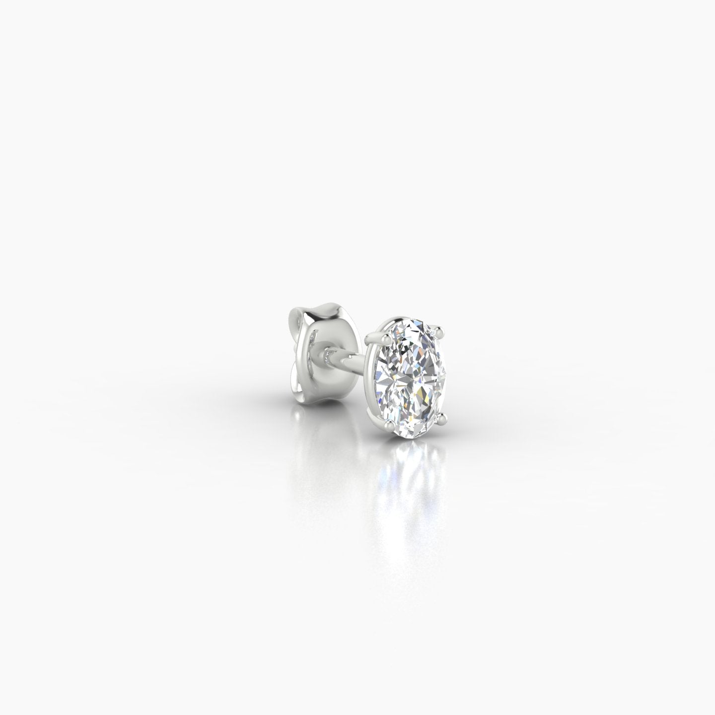 Nut | 18k White Gold 4.5 mm Oval Diamond Earring