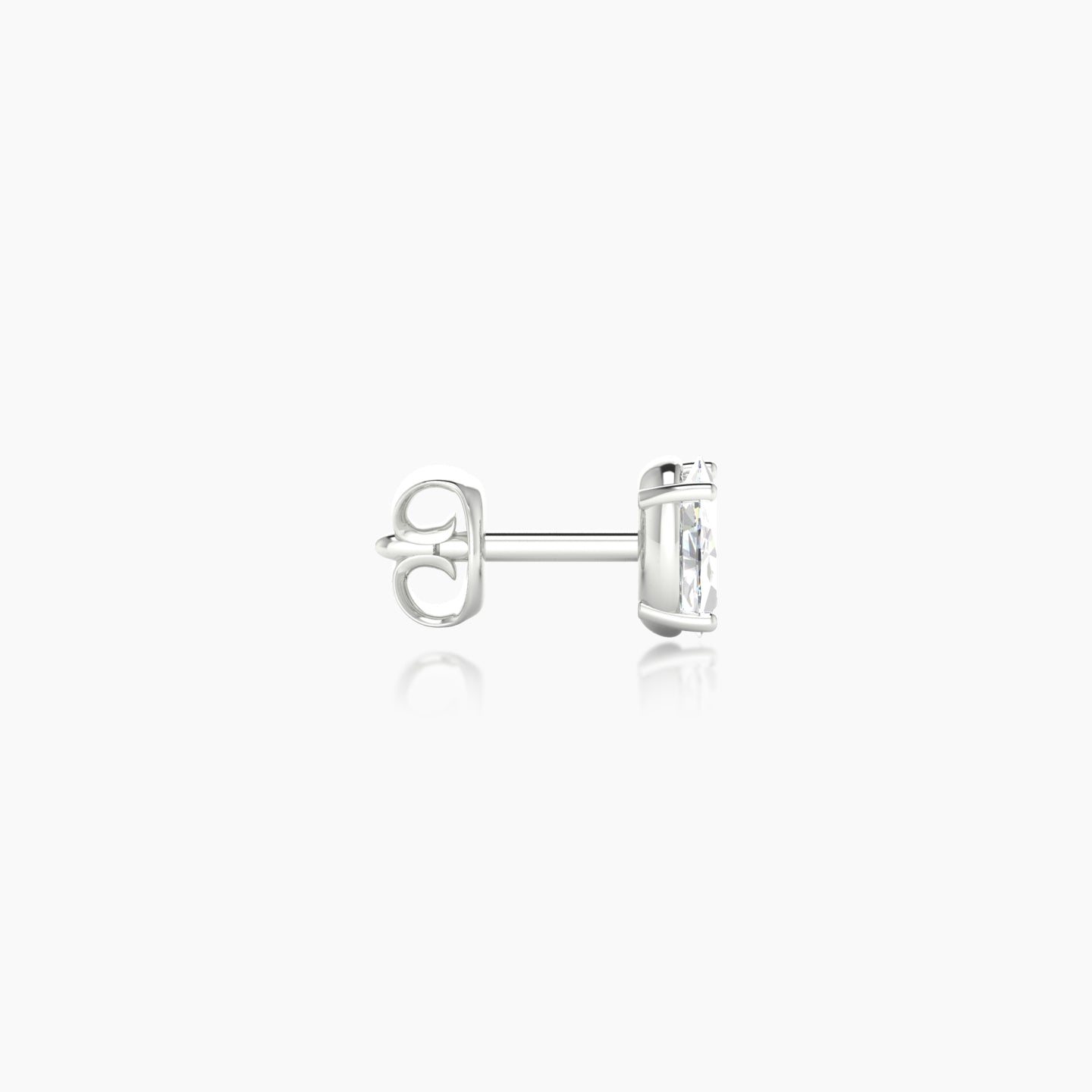 Nut | 18k White Gold 4.5 mm Oval Diamond Earring