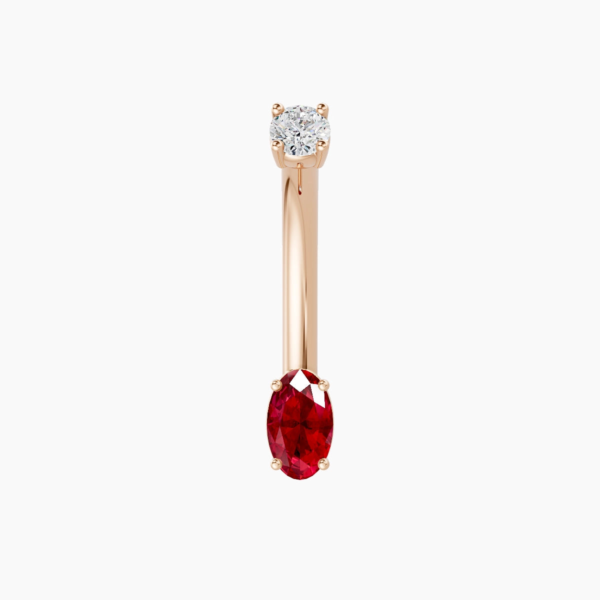 Nut | 18k Rose Gold 5 mm 10 mm Oval Ruby & Diamond Belly Piercing