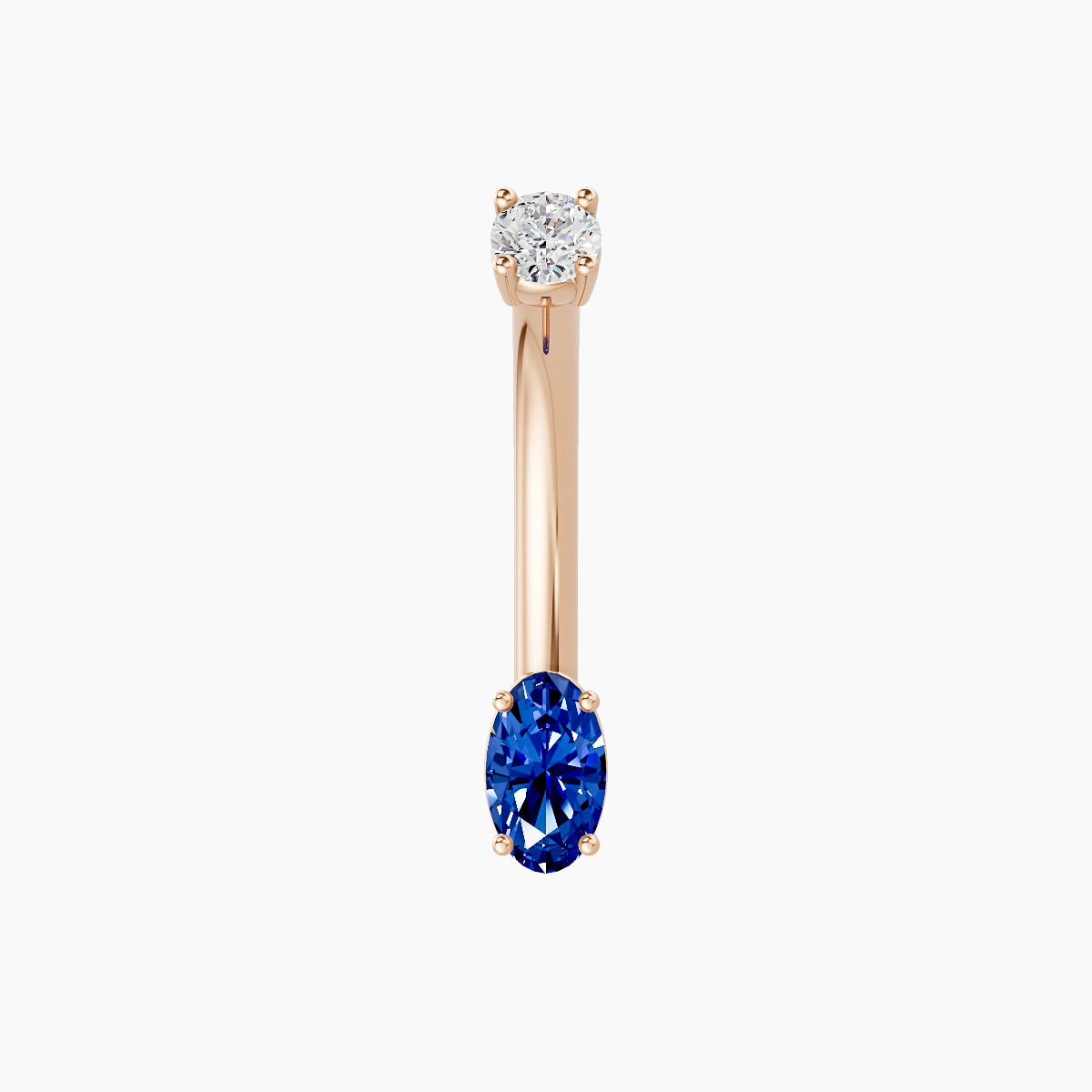Nut | 18k Rose Gold 5 mm 10 mm Oval Sapphire & Diamond Belly Piercing