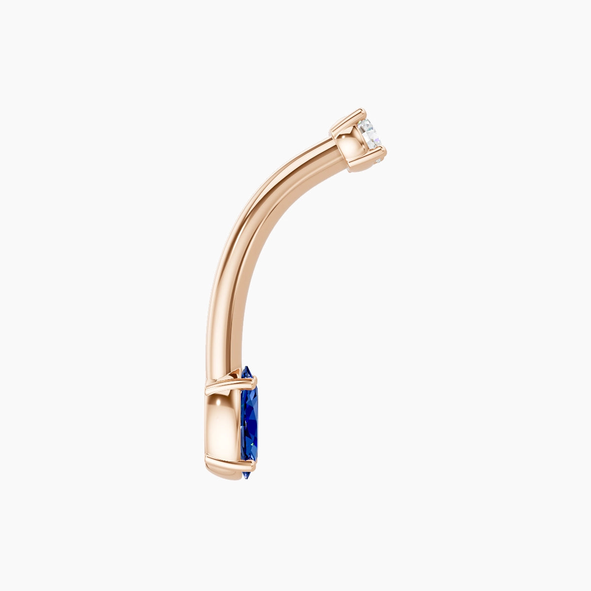 Nut | 18k Rose Gold 5 mm 10 mm Oval Sapphire & Diamond Belly Piercing