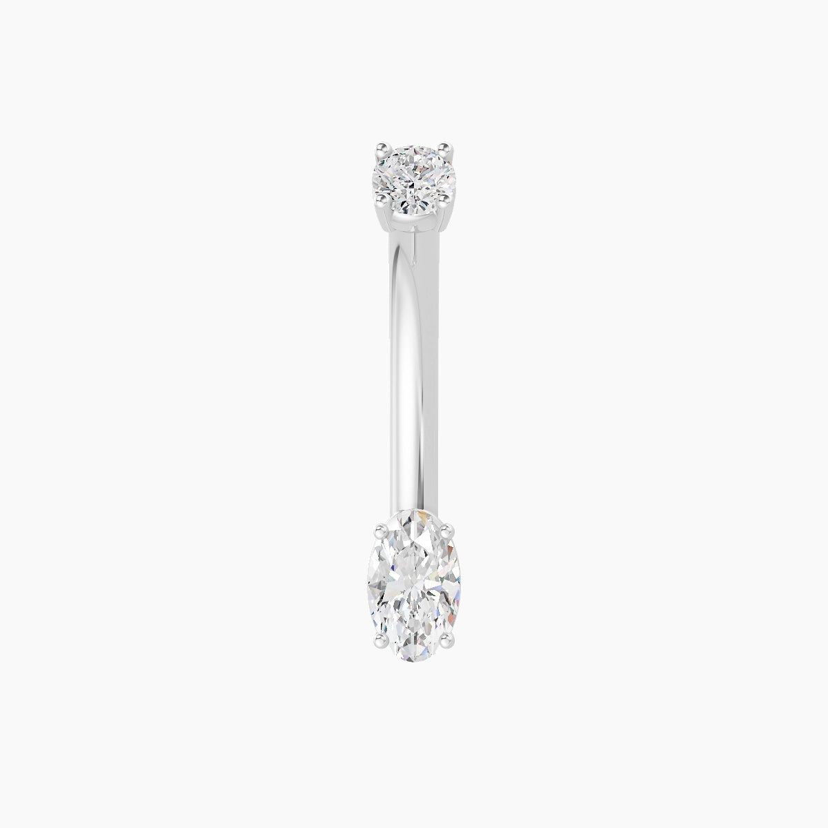 Nut | 18k White Gold 5 mm 10 mm Oval Diamond Belly Piercing