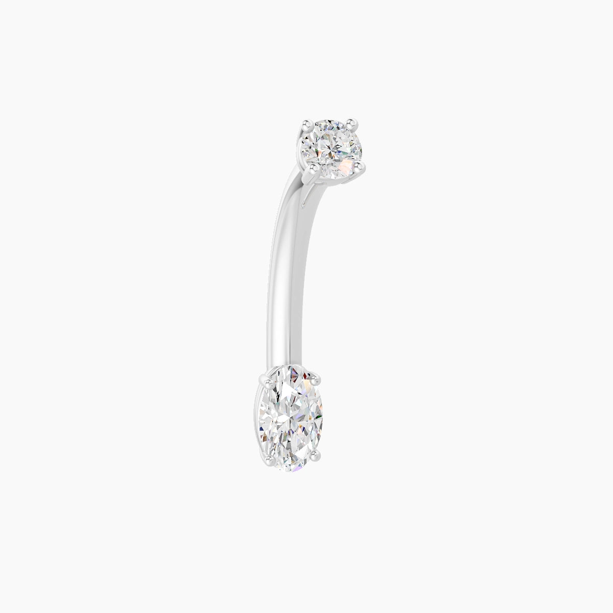 Nut | 18k White Gold 5 mm 10 mm Oval Diamond Belly Piercing