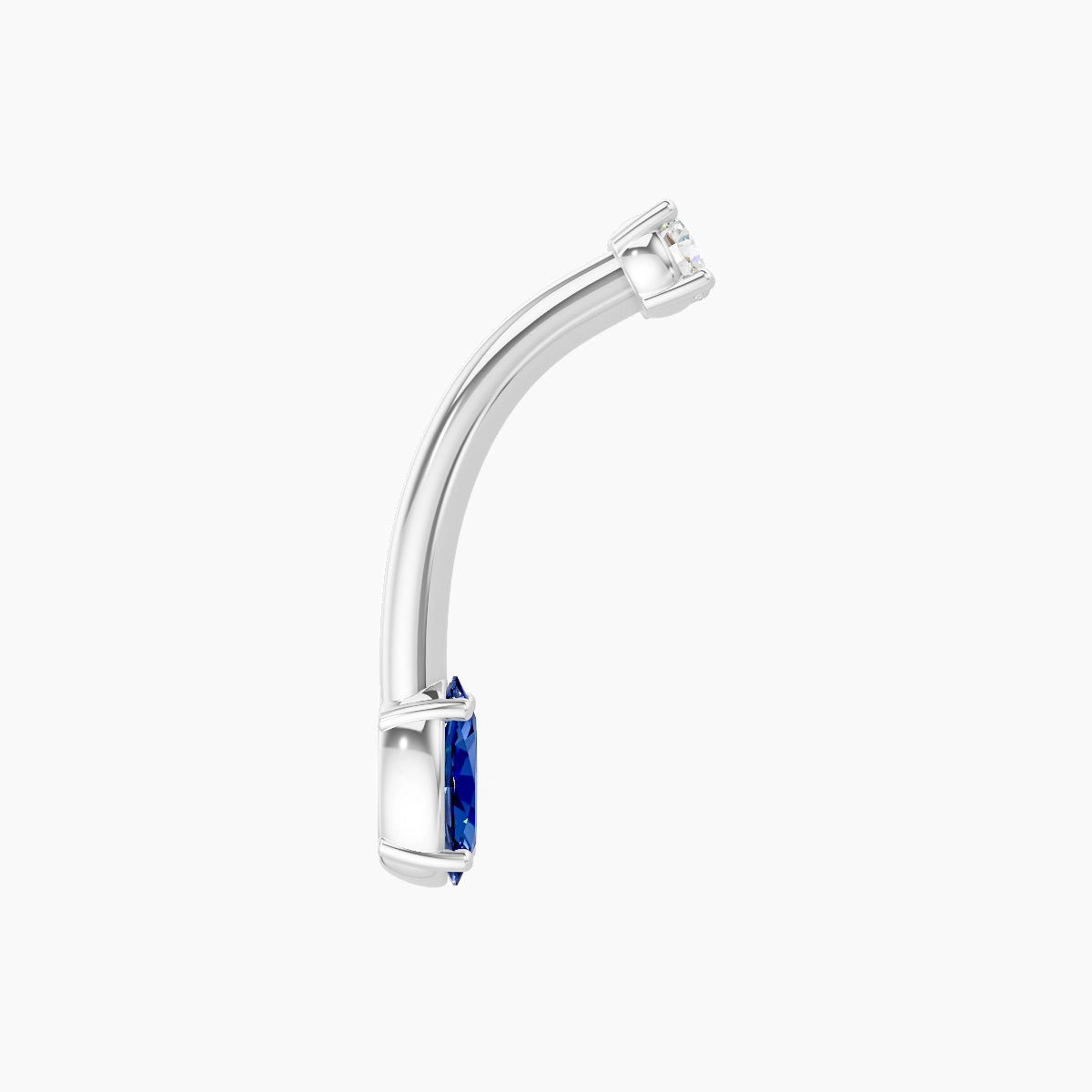 Nut | 18k White Gold 5 mm 10 mm Oval Sapphire & Diamond Belly Piercing