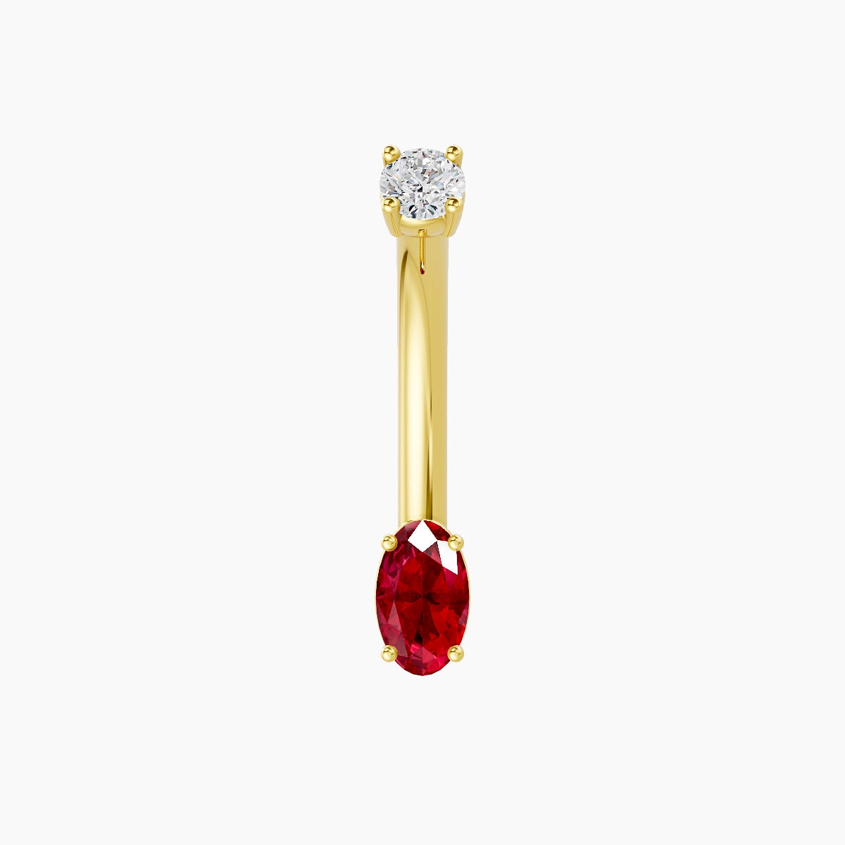 Nut | 18k Yellow Gold 5 mm 10 mm Oval Ruby & Diamond Belly Piercing