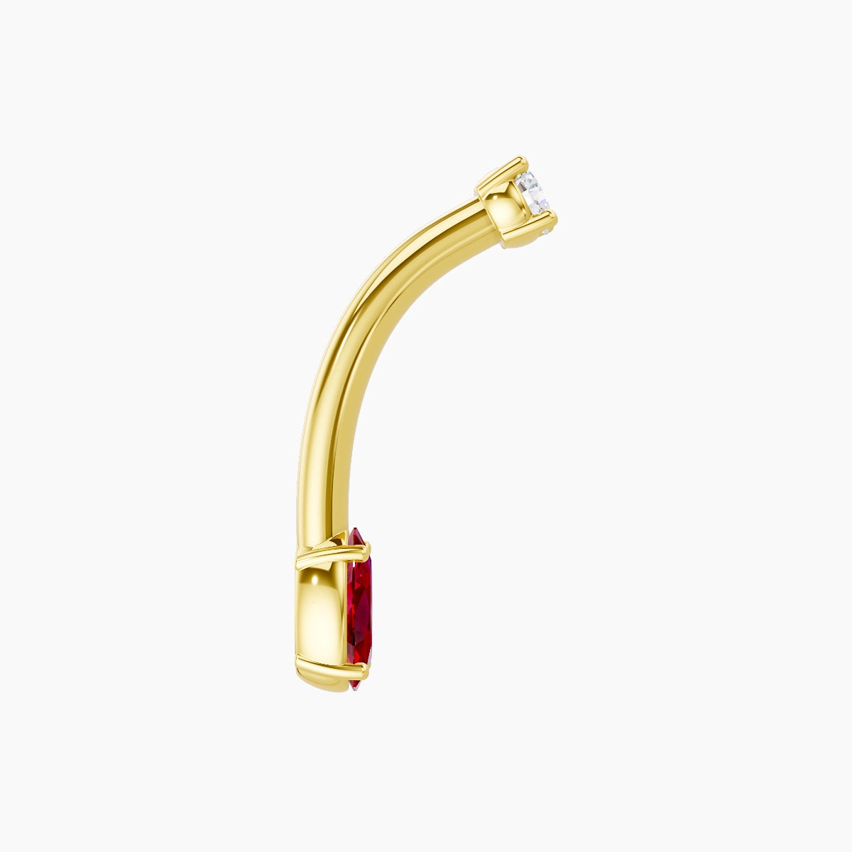 Nut | 18k Yellow Gold 5 mm 10 mm Oval Ruby & Diamond Belly Piercing