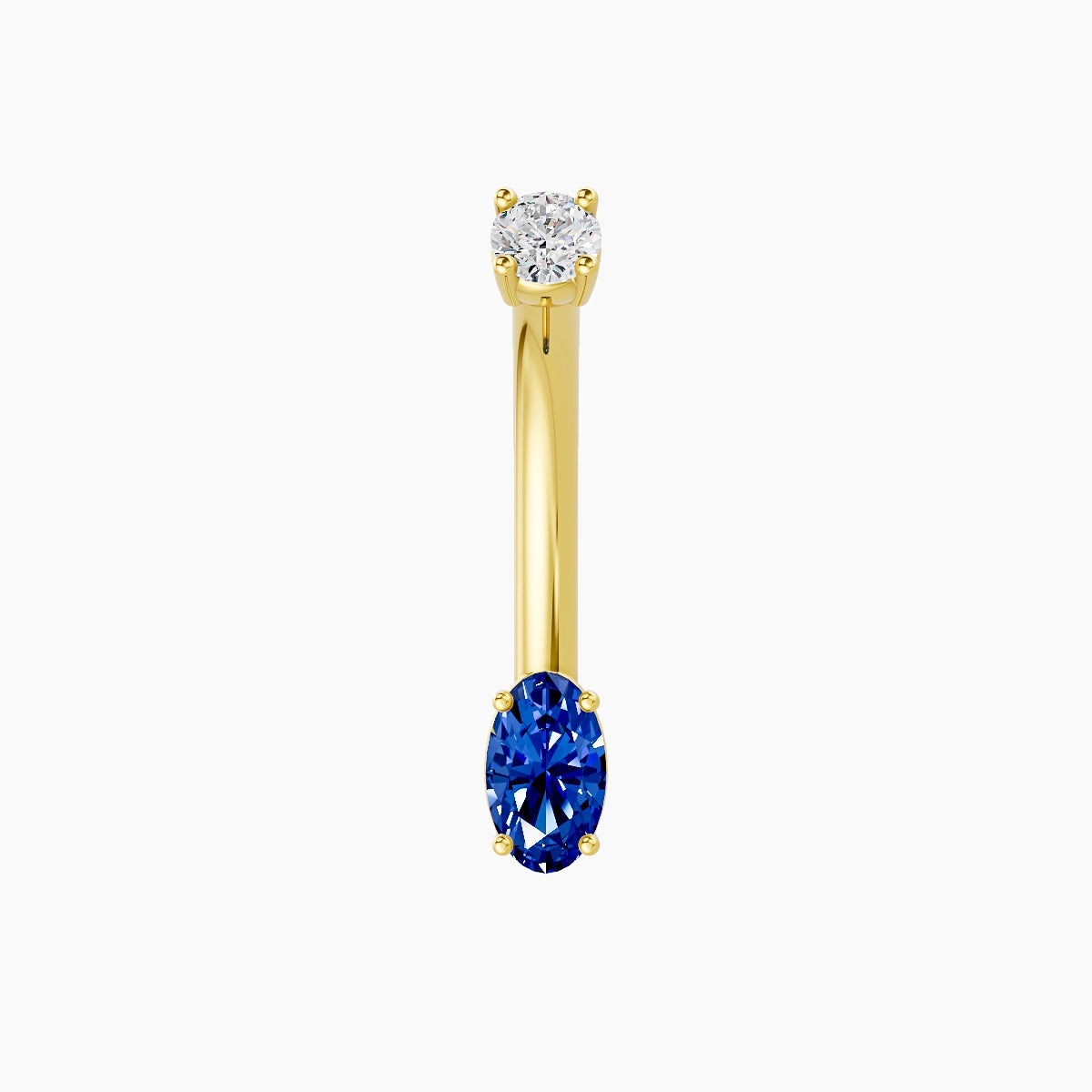 Nut | 18k Yellow Gold 5 mm 10 mm Oval Sapphire & Diamond Belly Piercing