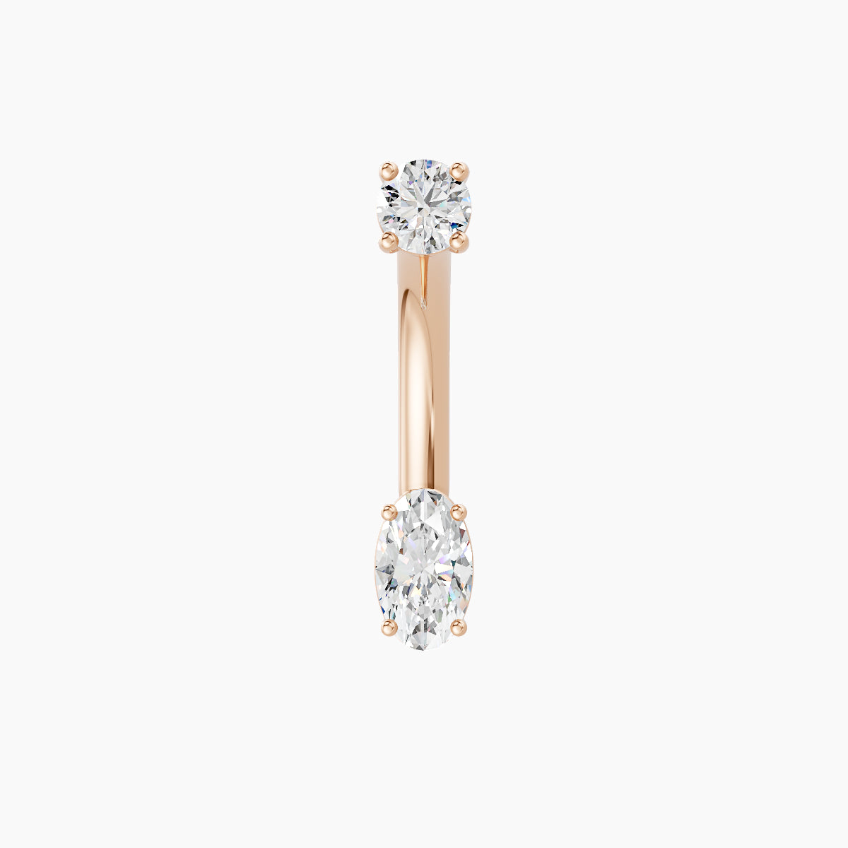 Nut | 18k Rose Gold 5 mm 10 mm Oval Diamond Navel Piercing
