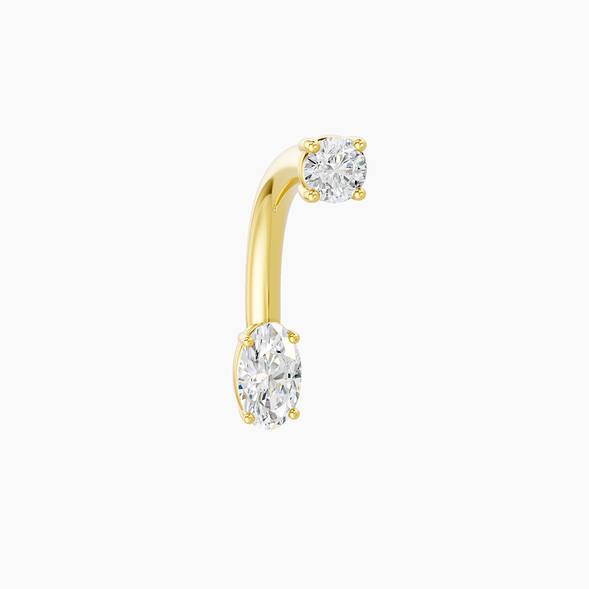 Nut | 18k Yellow Gold 5 mm 10 mm Oval Diamond Navel Piercing
