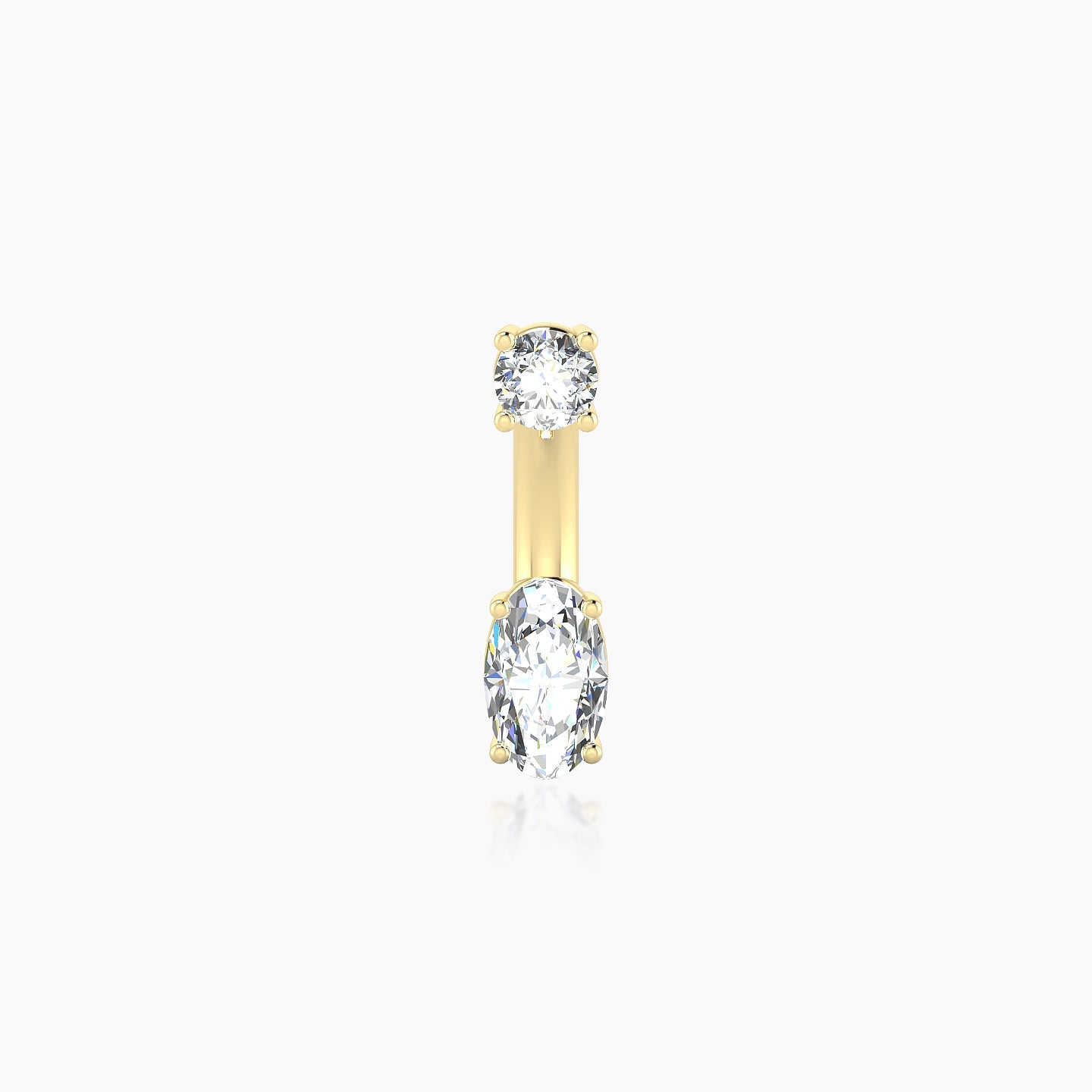 Nut | 18k Yellow Gold 10 mm 5 mm Oval Diamond Navel Piercing